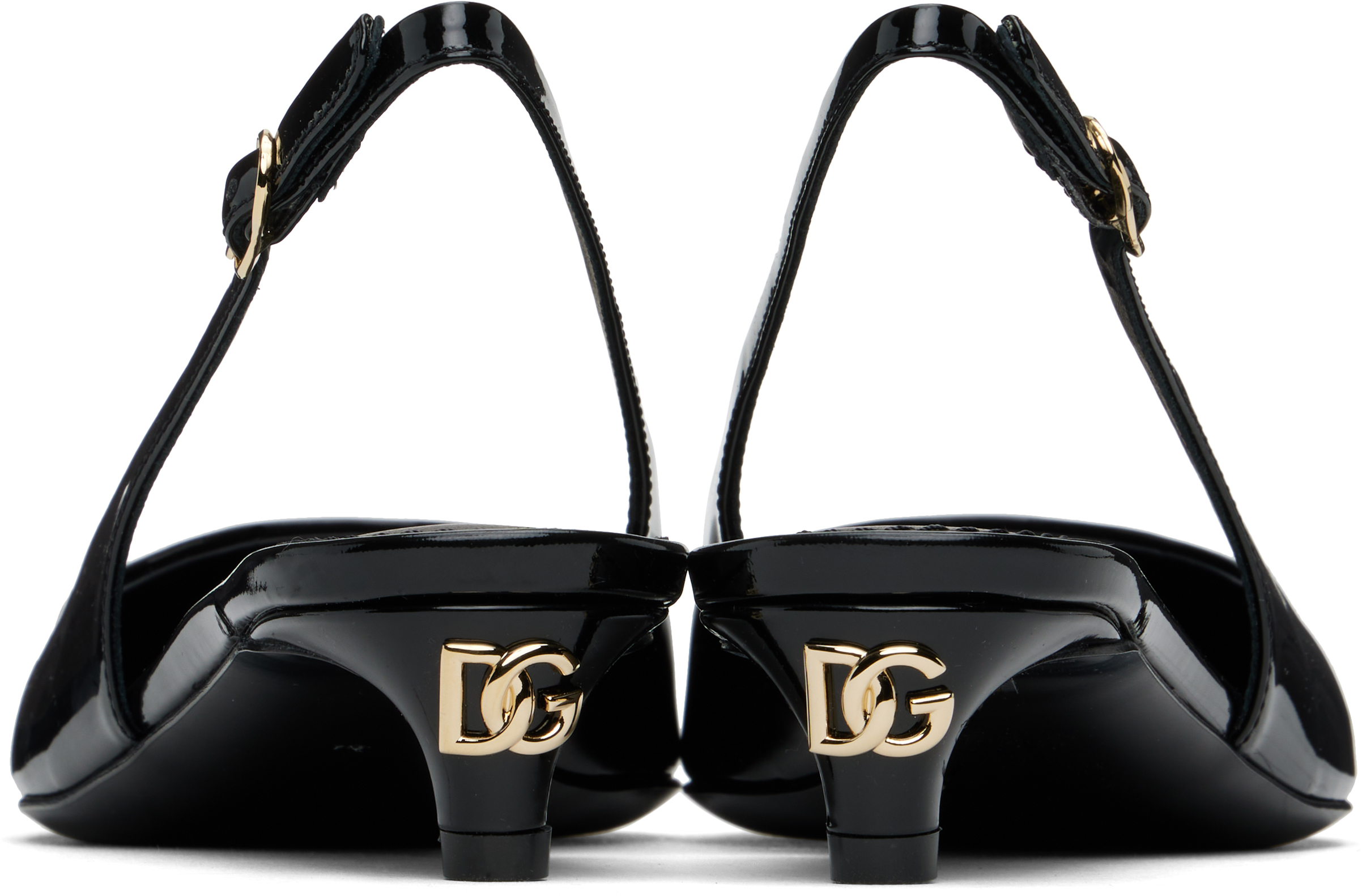 Dolce & Gabbana Black Slingback Heels In 80999 Nero