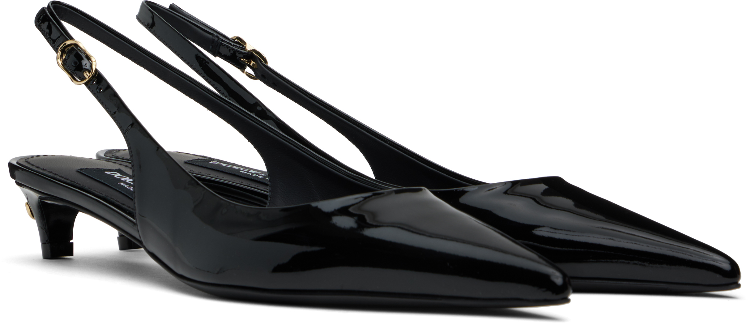 Dolce & Gabbana Black Slingback Heels In 80999 Nero