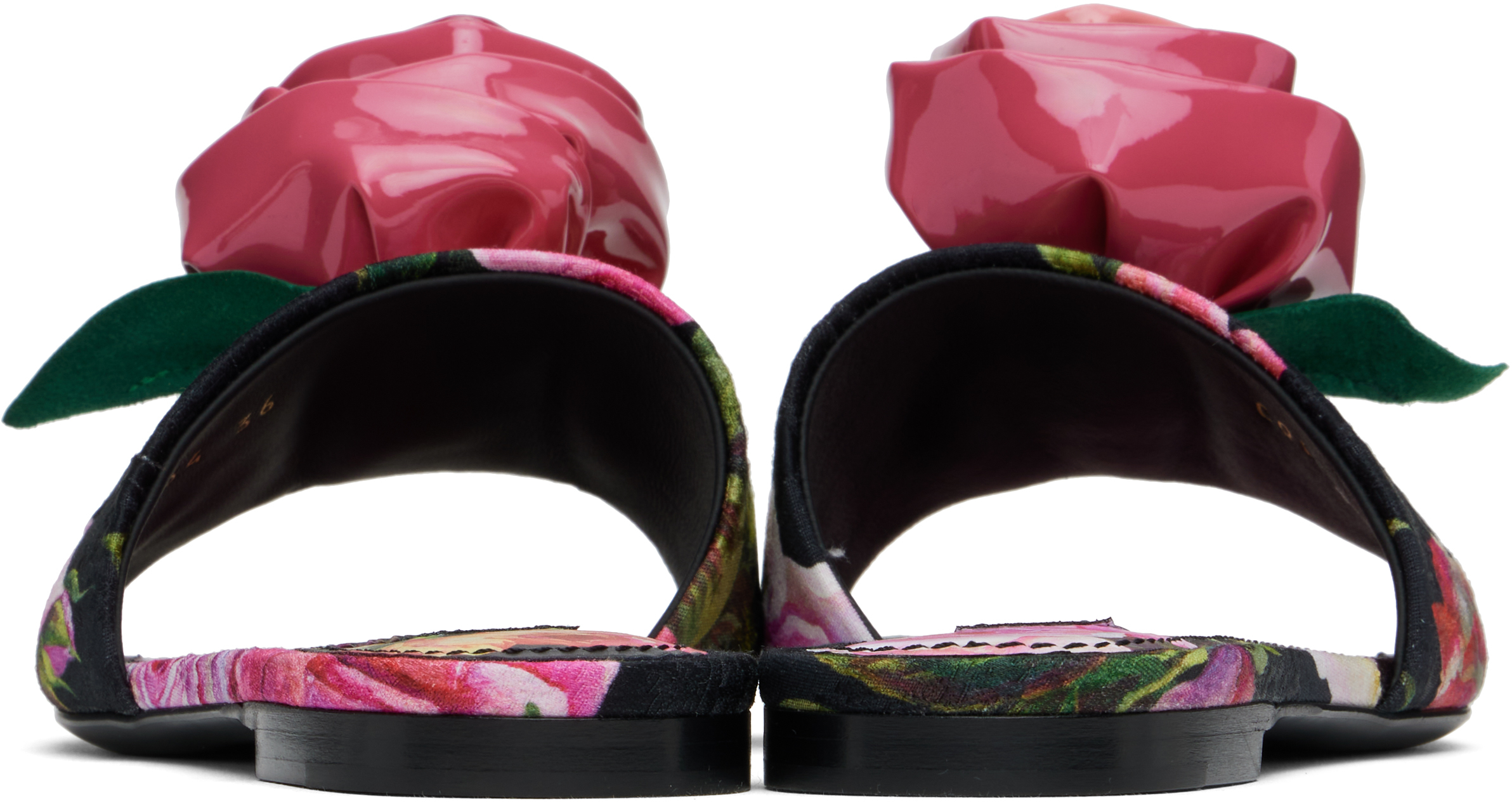 Dolce & Gabbana Pink & Black Rose Sandals In Hn5ig Rose Rosa F.ne