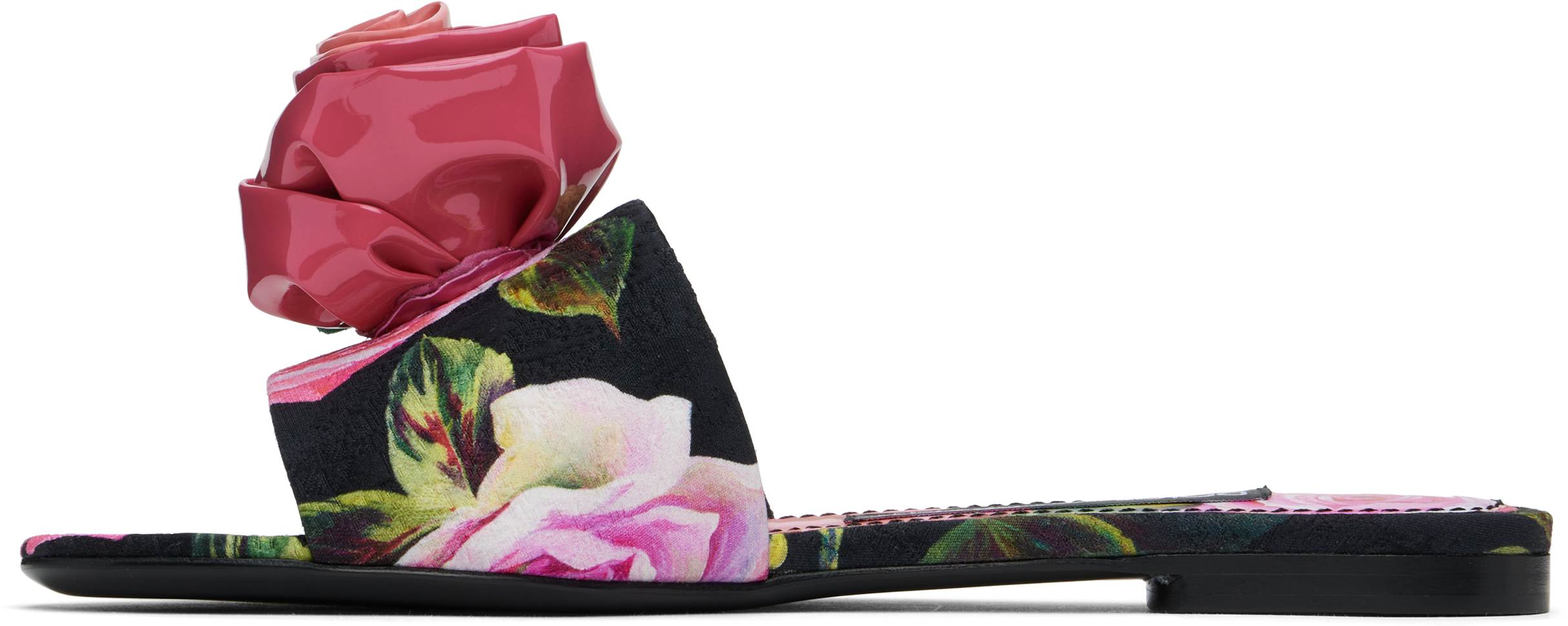 Dolce & Gabbana Pink & Black Rose Sandals In Hn5ig Rose Rosa F.ne