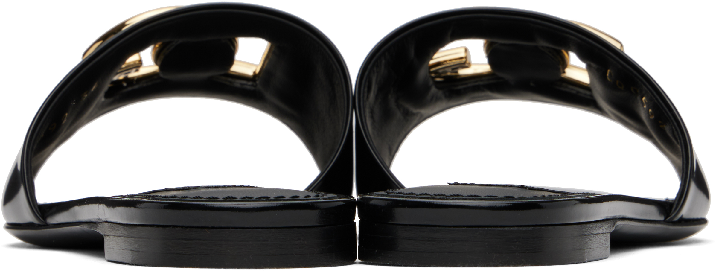 Dolce & Gabbana Logo-plaque Leather Slides In 80999 Nero