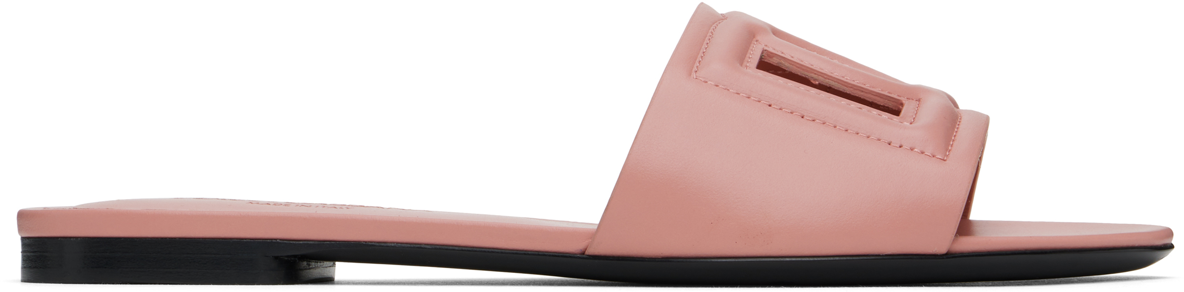 Shop Dolce & Gabbana Pink Calfskin 'dg' Logo Sandals In 80405 Rosa