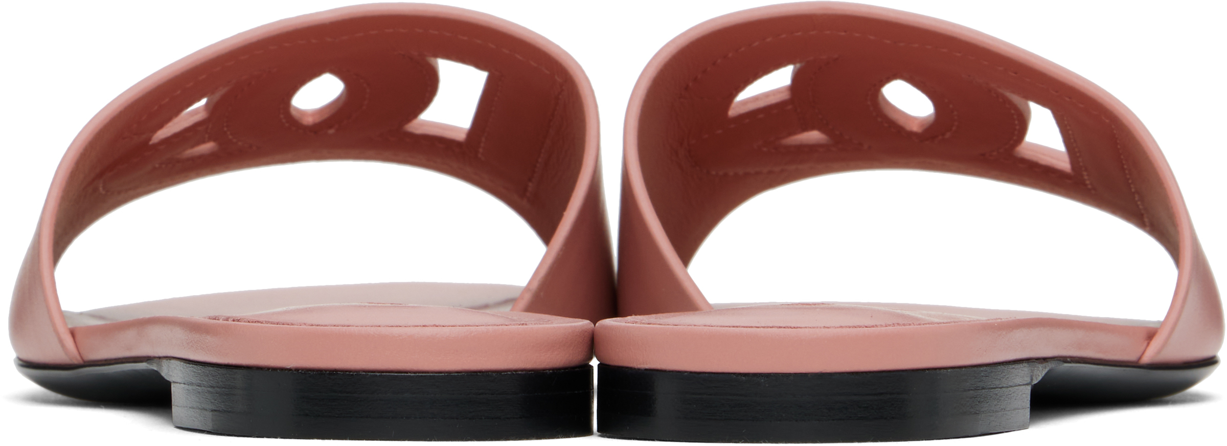 Shop Dolce & Gabbana Pink Calfskin 'dg' Logo Sandals In 80405 Rosa
