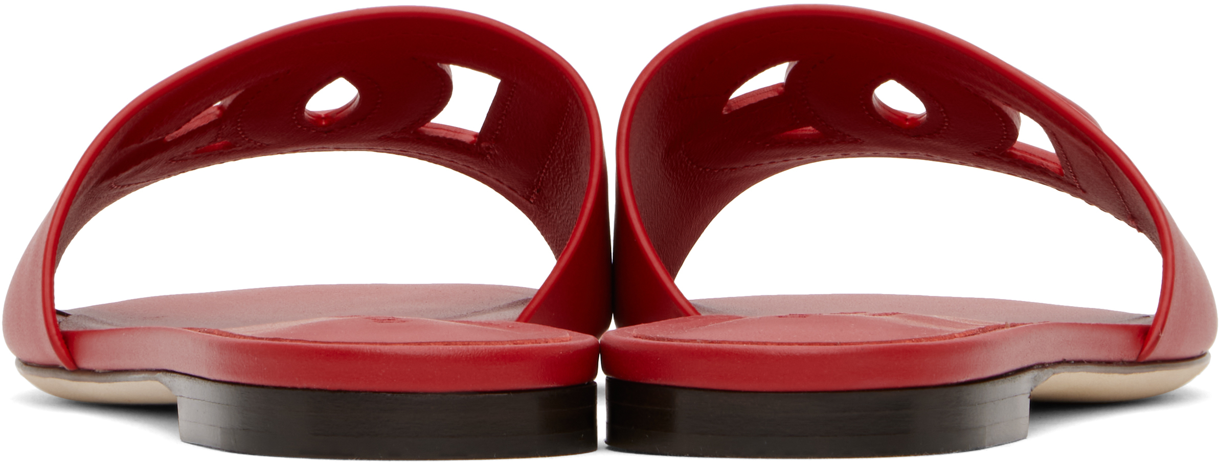 Dolce & Gabbana 'bianca' Leather Flat Sole Sandals In 8x052 Rosso