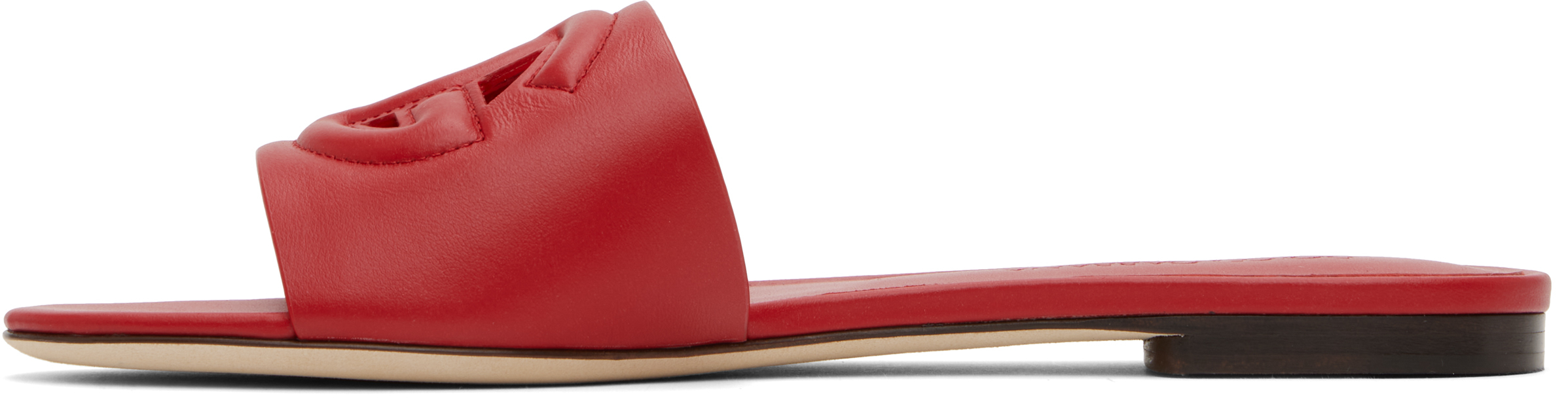 Dolce & Gabbana 'bianca' Leather Flat Sole Sandals In 8x052 Rosso