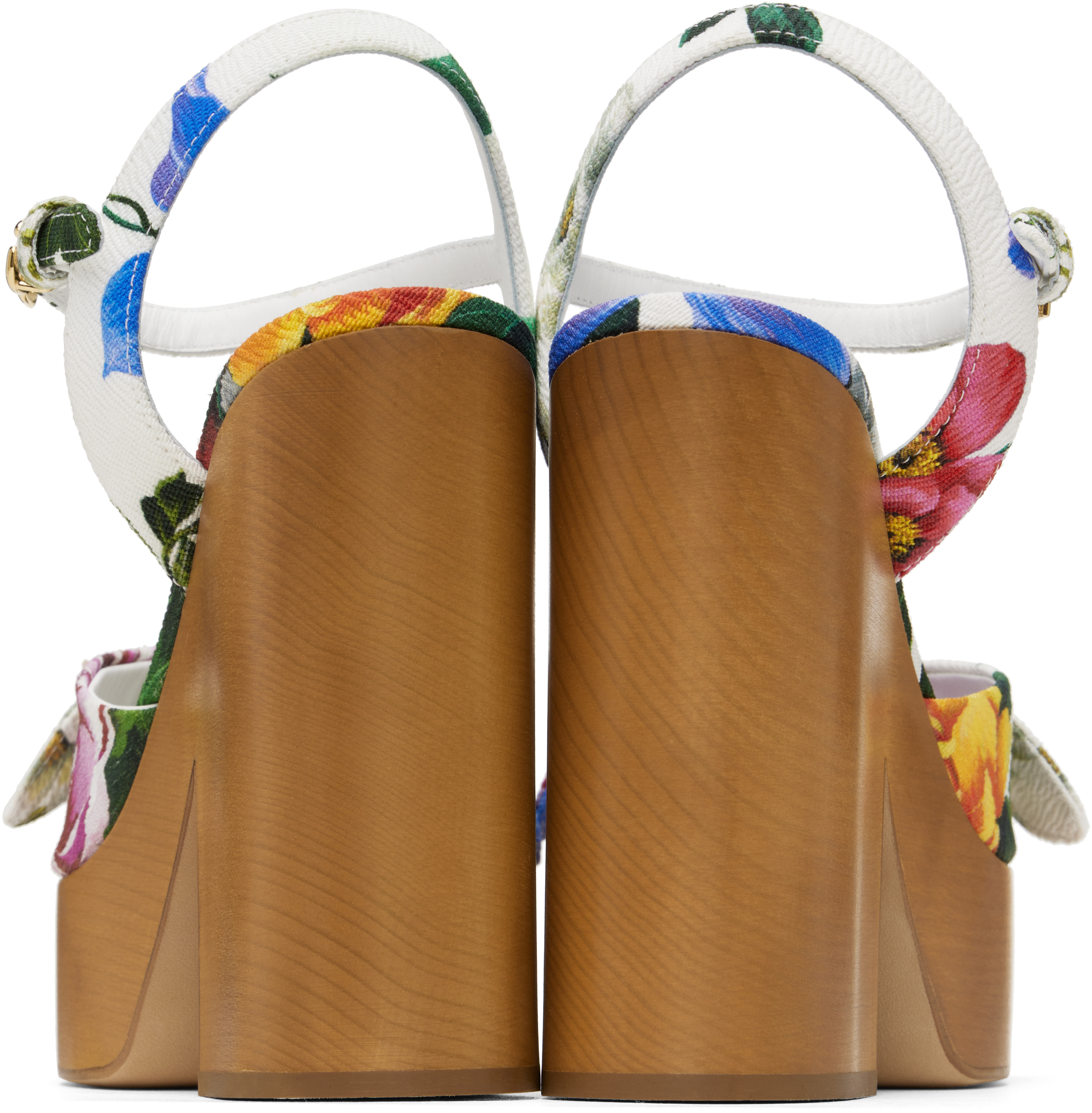 DOLCE & GABBANA MULTICOLOR JACQUARD PLATFORM HEELED SANDALS