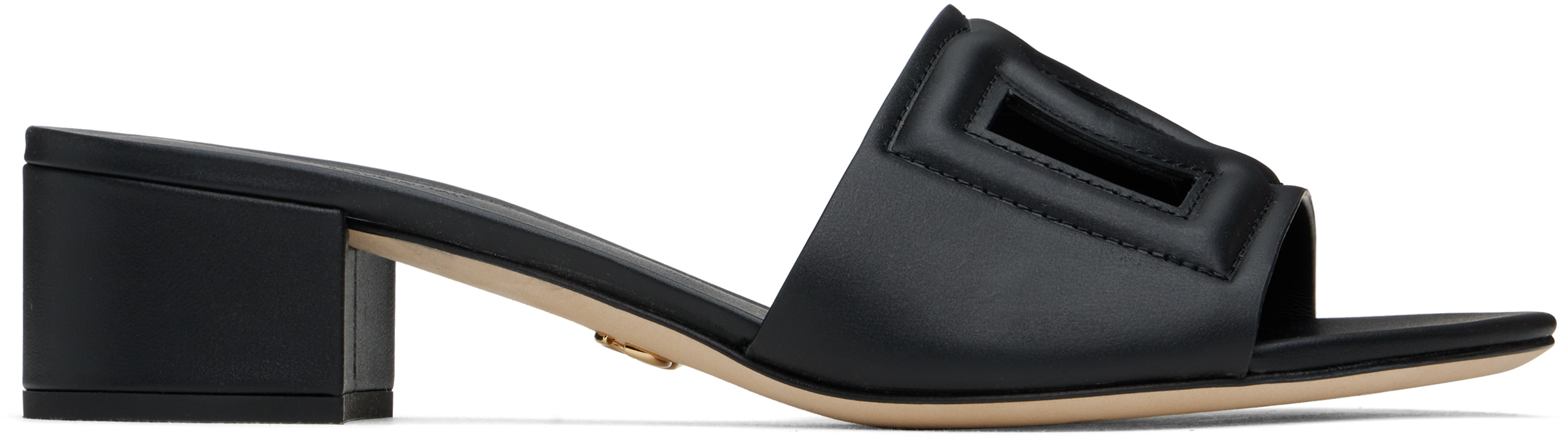 Pink Calfskin 'DG' Logo Heeled Sandals