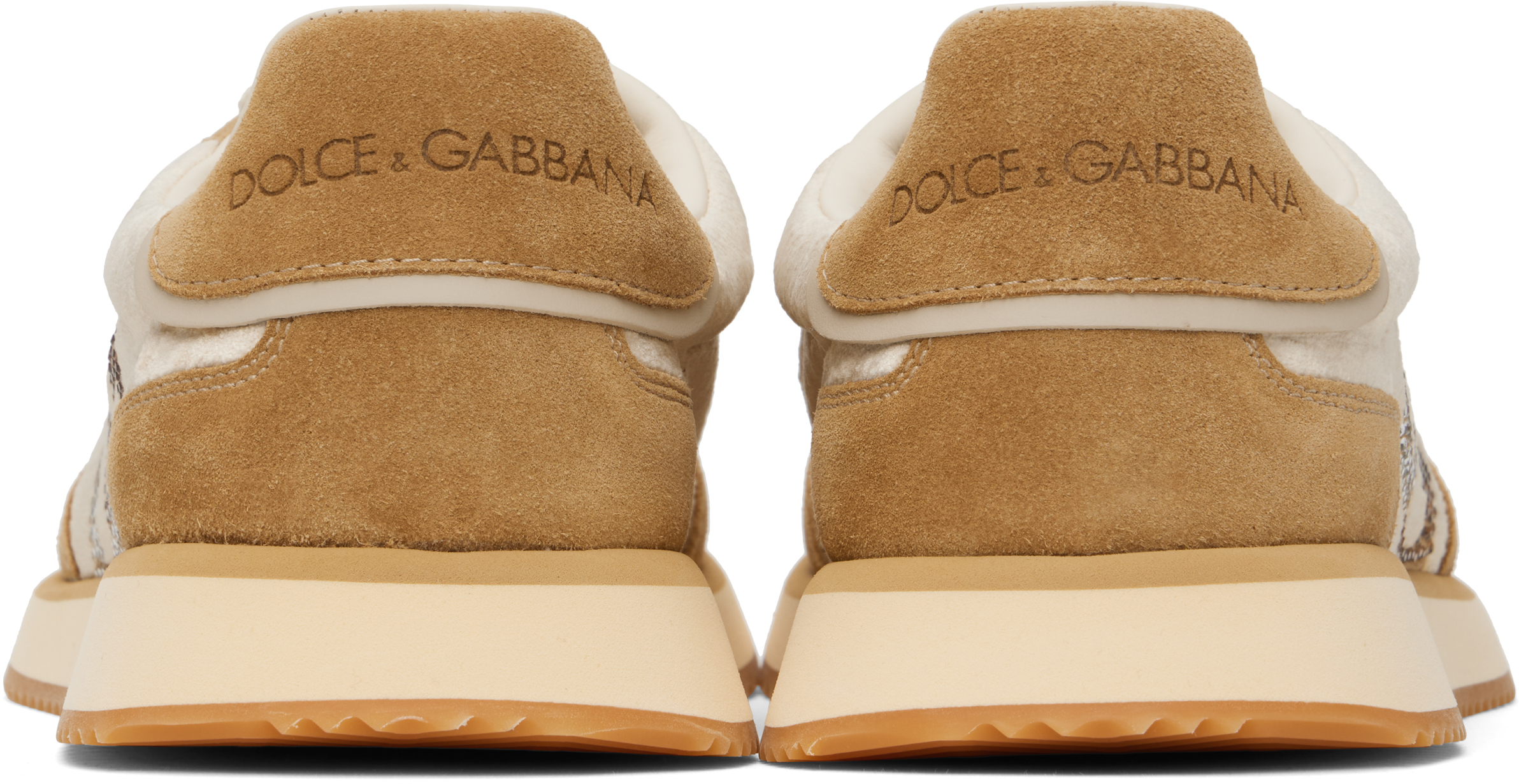 Dolce & Gabbana Low Top Sneakers With Dg Cushion Style In 8w050 Crema/cammello