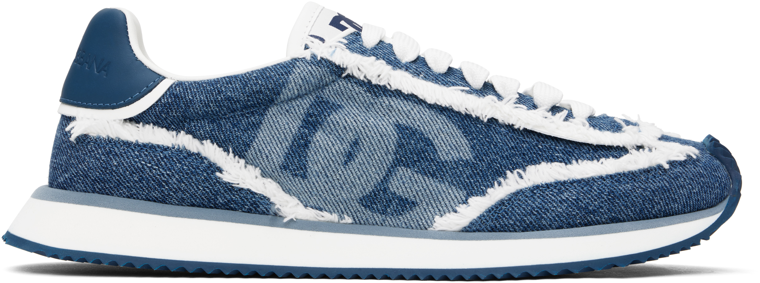 Dolce & Gabbana Blue Mixed-material 'dg' Cushion Sneakers In 8l649 Azzurro/blu