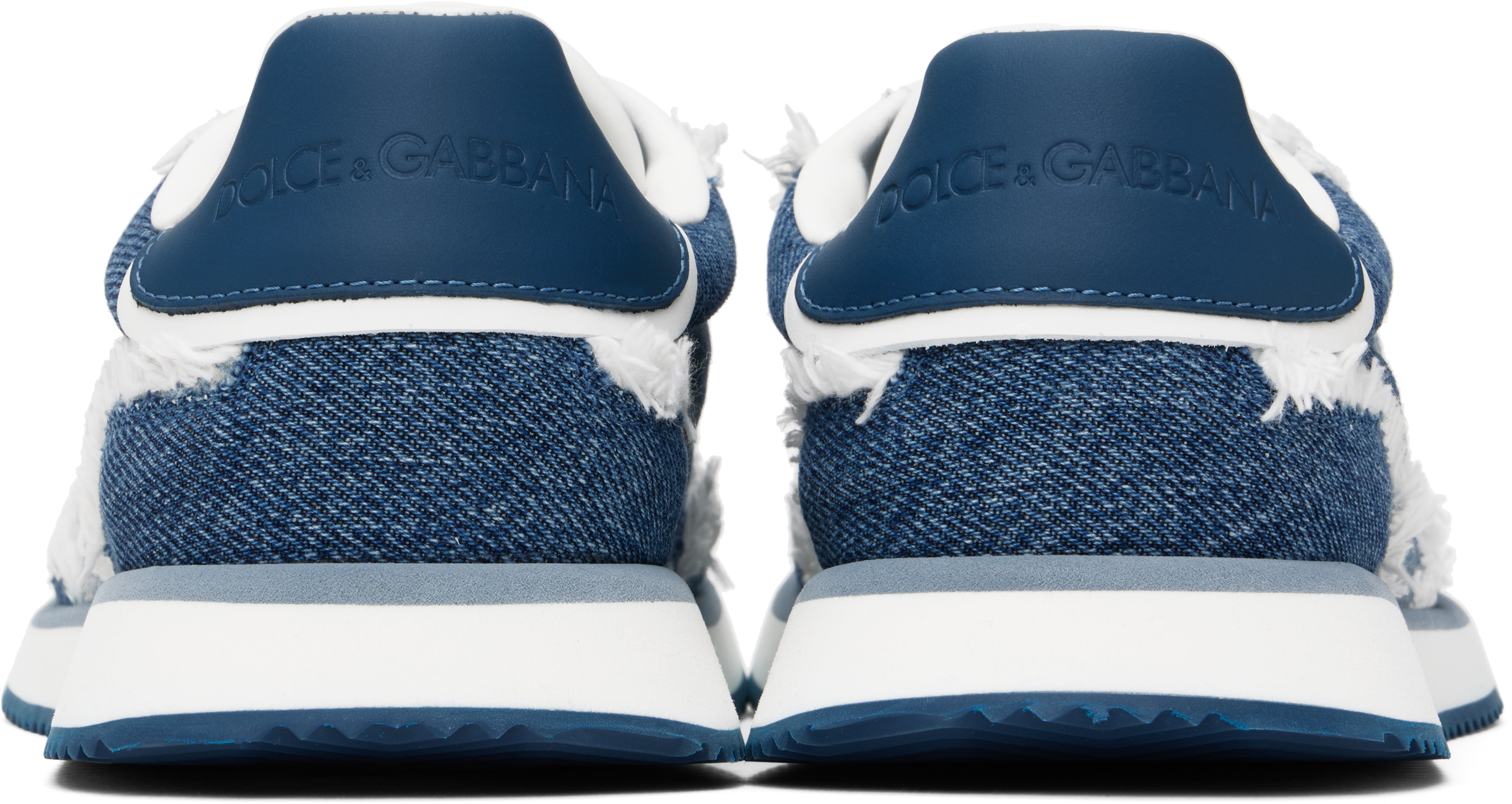 Dolce & Gabbana Blue Mixed-material 'dg' Cushion Sneakers In 8l649 Azzurro/blu