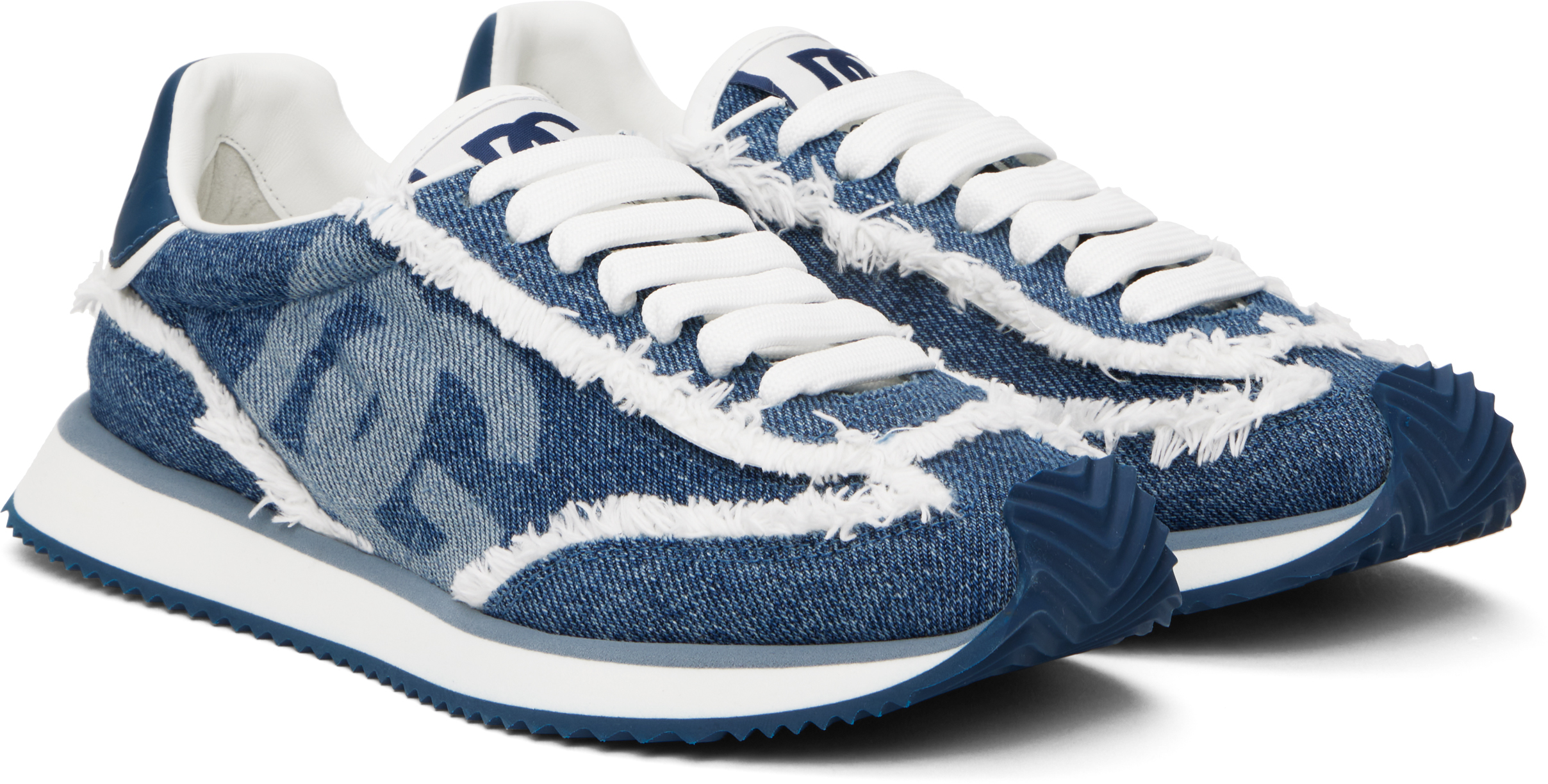 Dolce & Gabbana Blue Mixed-material 'dg' Cushion Sneakers In 8l649 Azzurro/blu