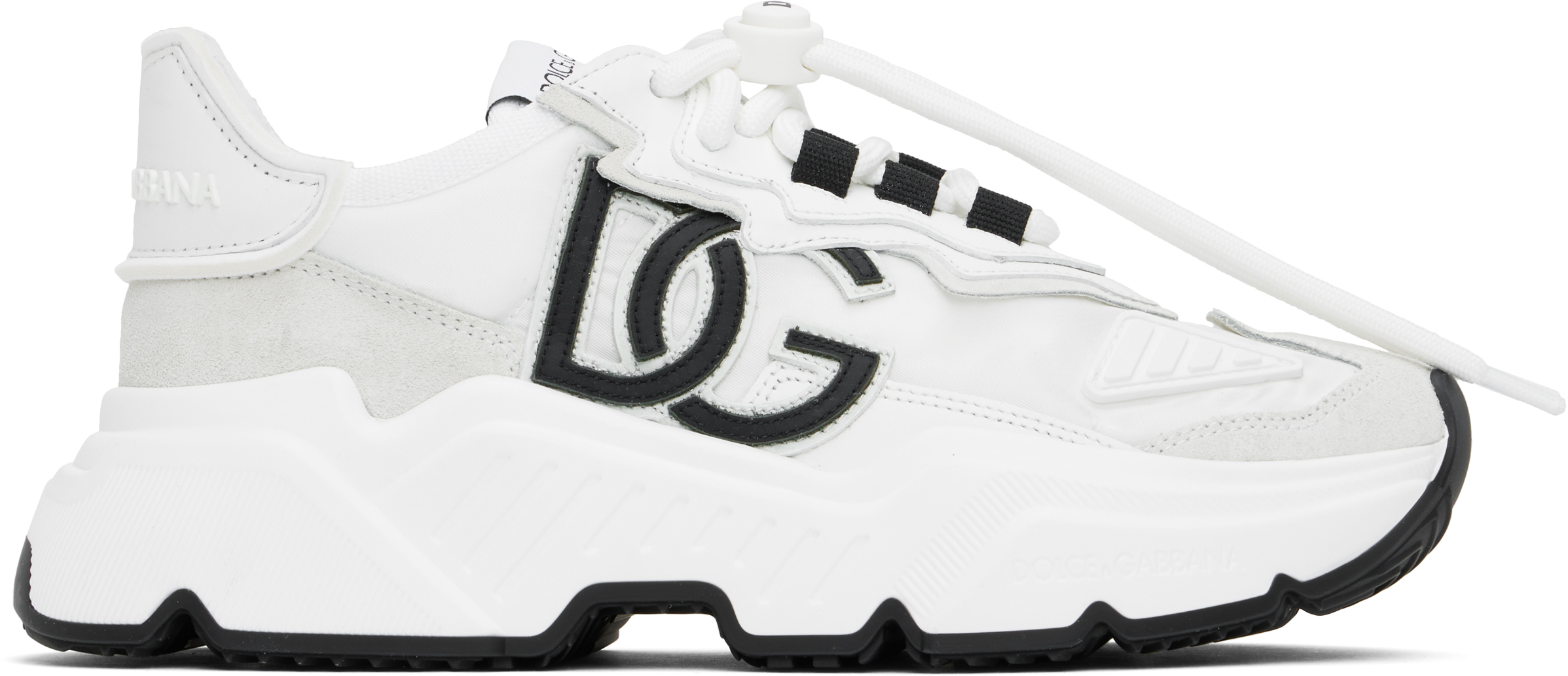 Dolce & Gabbana Woman Multicolor Fabric And Leather Daymaster Sneakers In 80001 Bianco