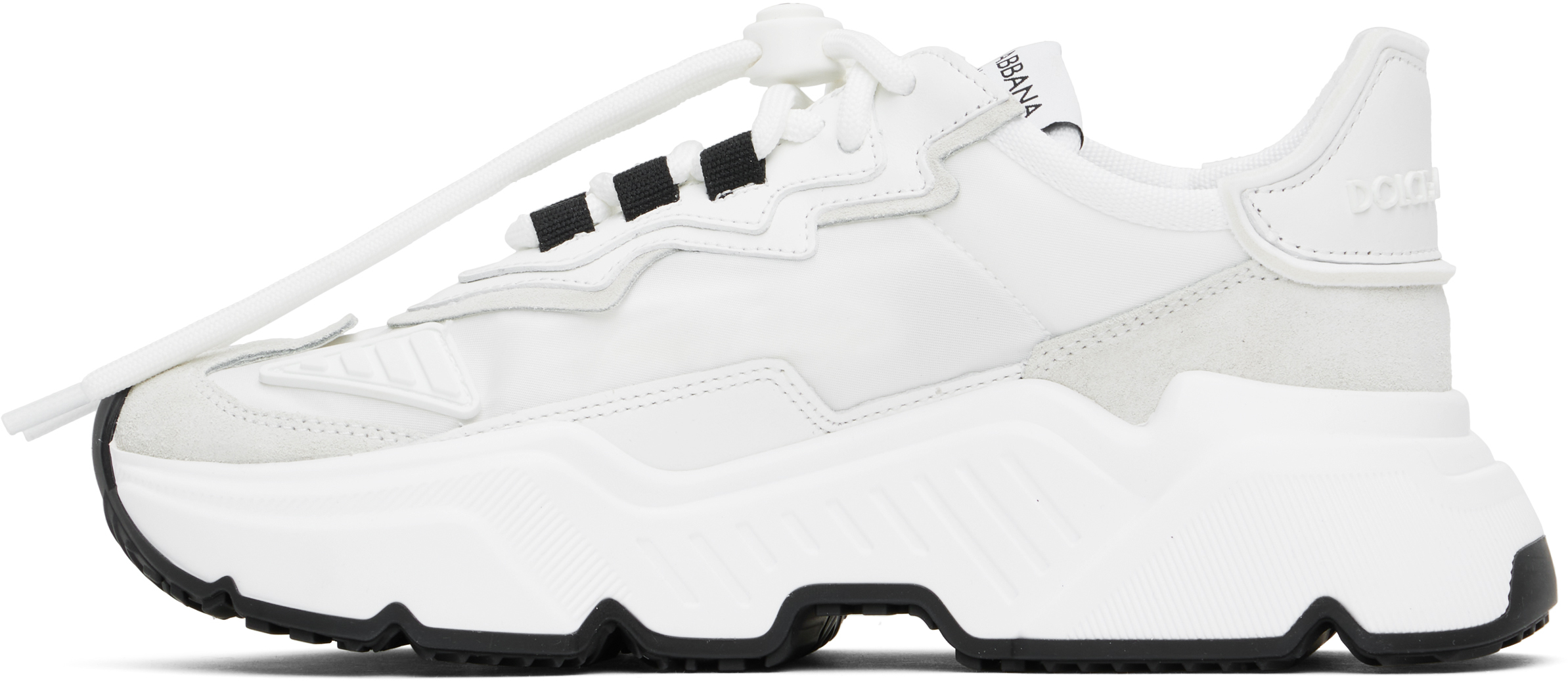 Dolce & Gabbana Woman Multicolor Fabric And Leather Daymaster Sneakers In 80001 Bianco