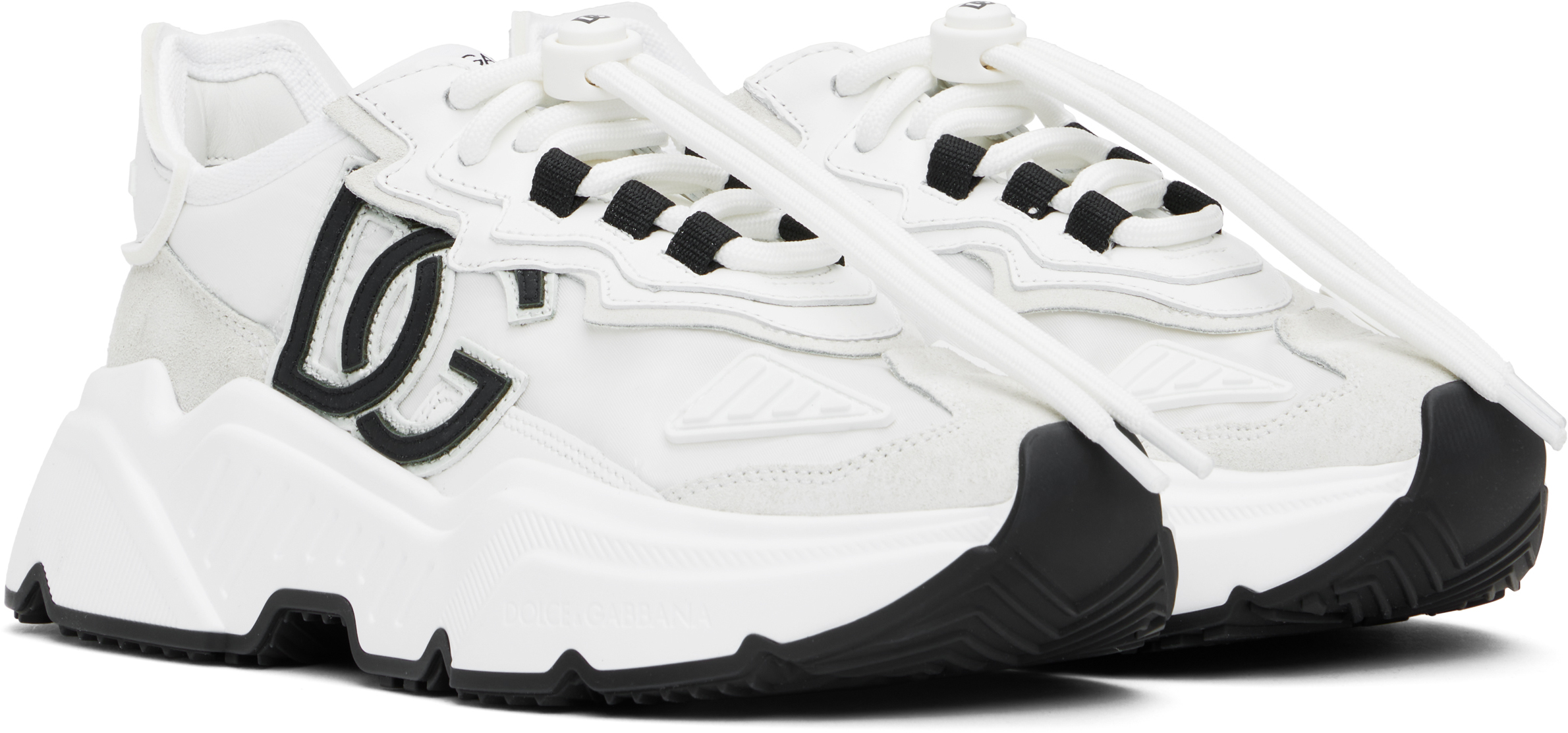 Dolce & Gabbana Woman Multicolor Fabric And Leather Daymaster Sneakers In 80001 Bianco