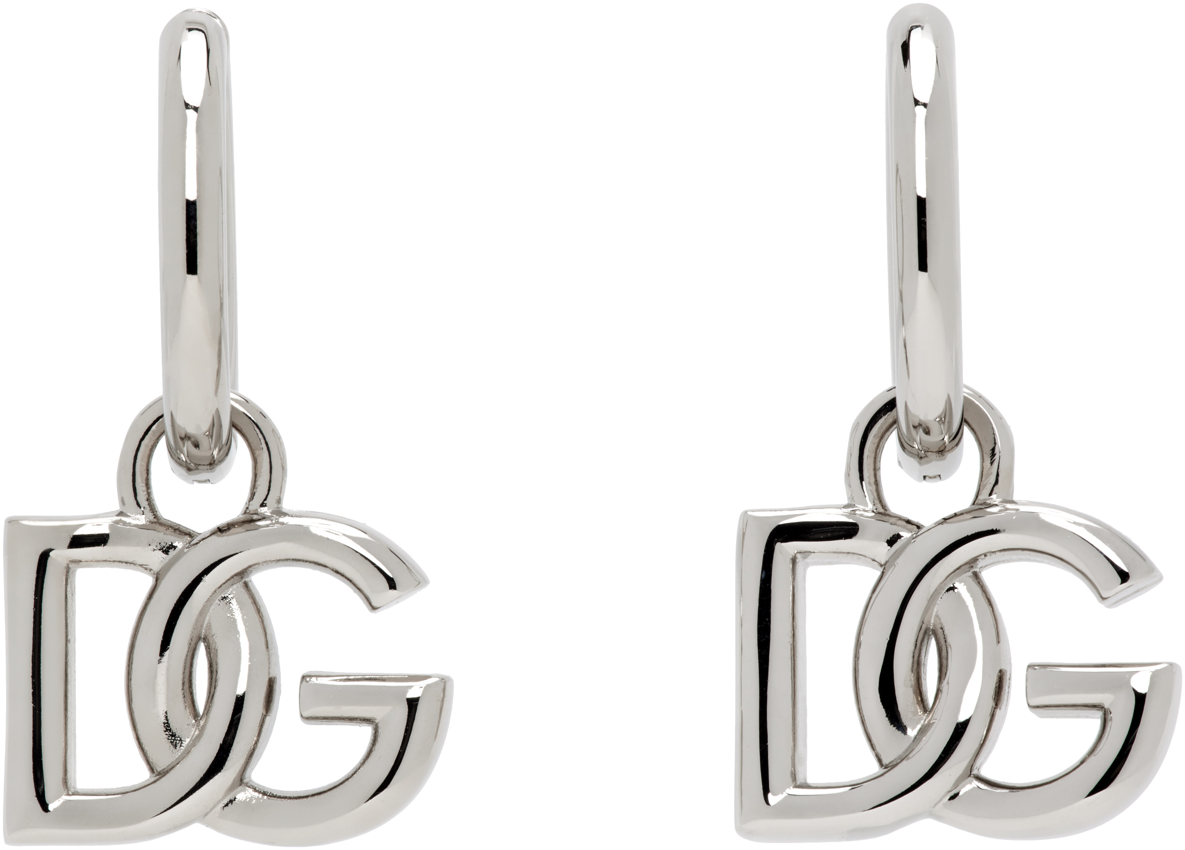 DOLCE&GABBANA シルバー 'DG' Logo Pendant フープピアス Dolce&Gabbanaのシルバー 'DG' Logo Pendant フープピアスがセール中