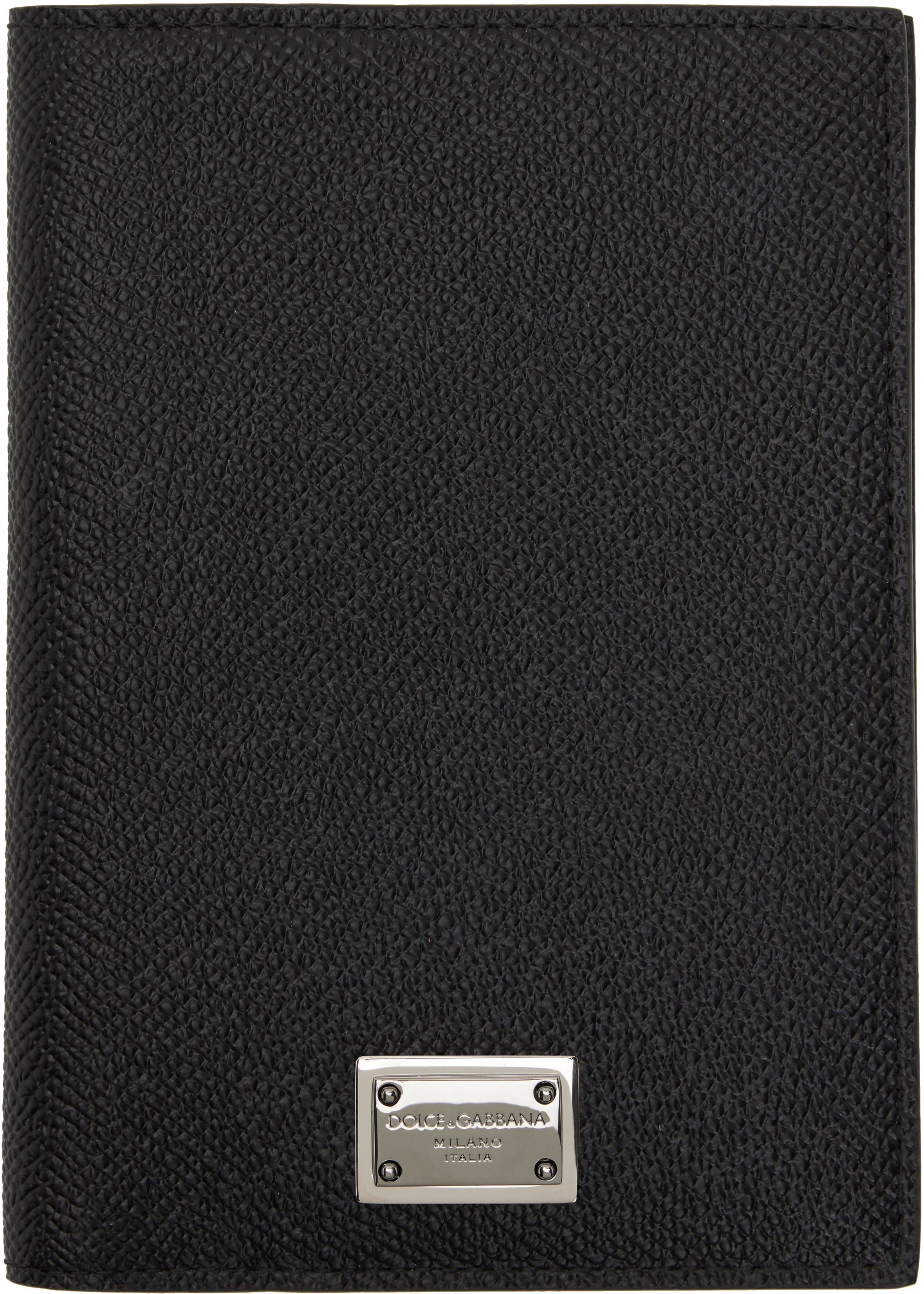 Dolce & Gabbana Black Textured Calf Leather Bi-fold Wallet In 80999 Nero