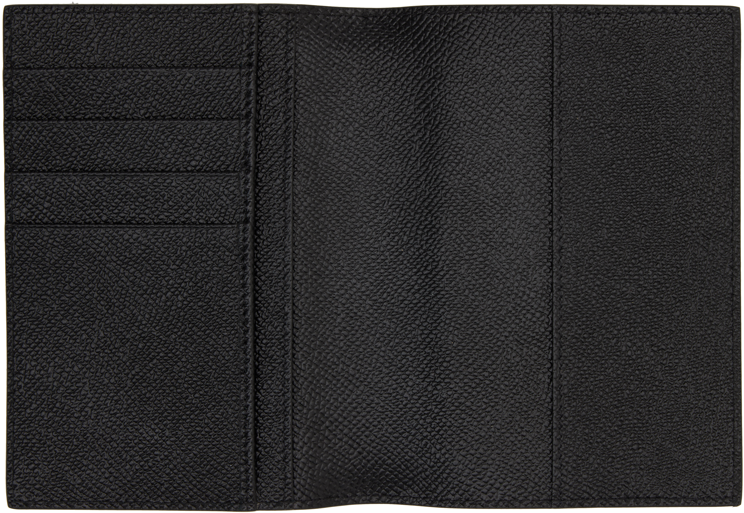 Dolce & Gabbana Black Textured Calf Leather Bi-fold Wallet In 80999 Nero