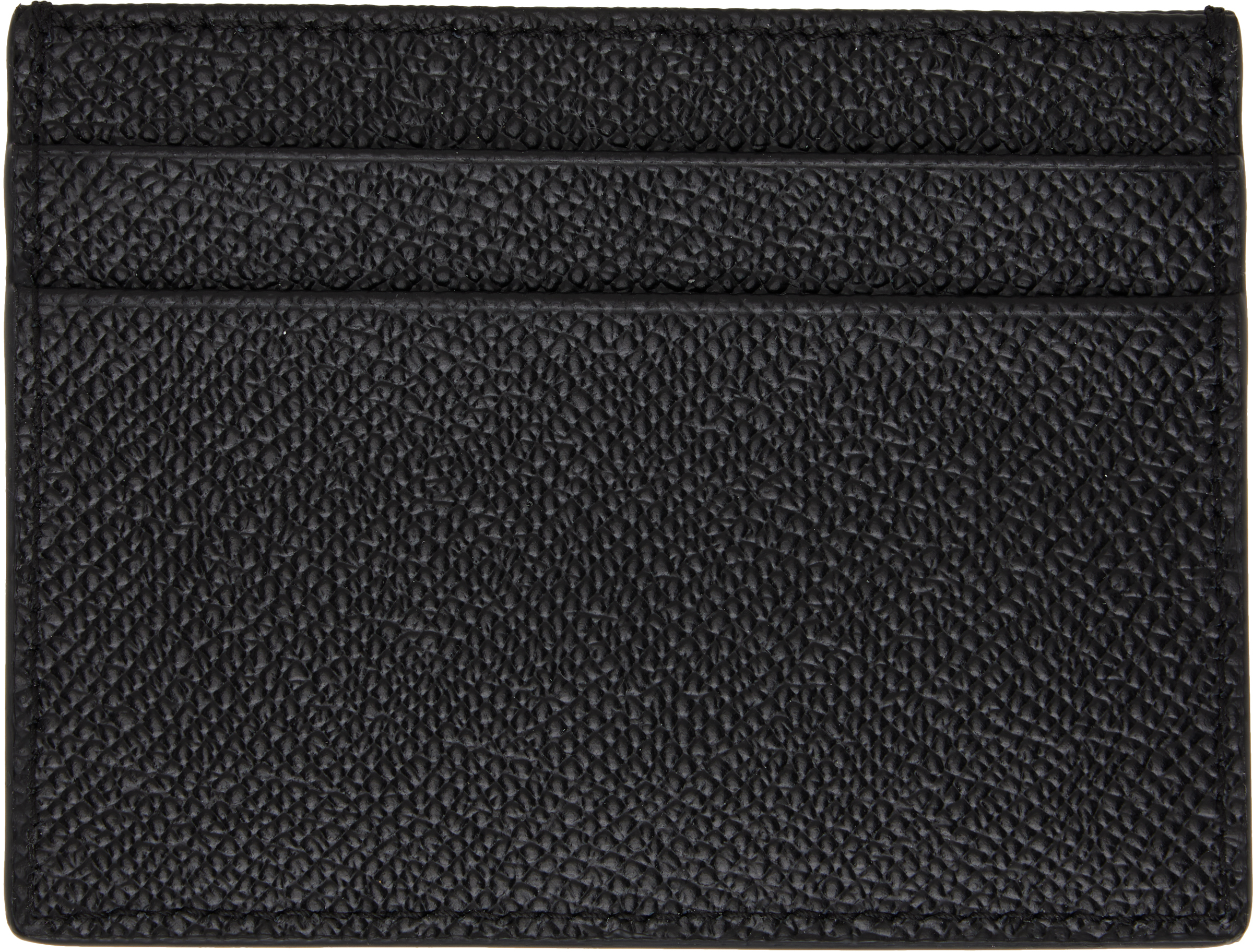 Dolce & Gabbana Black Dauphine Calfskin Card Holder In 80999 Nero