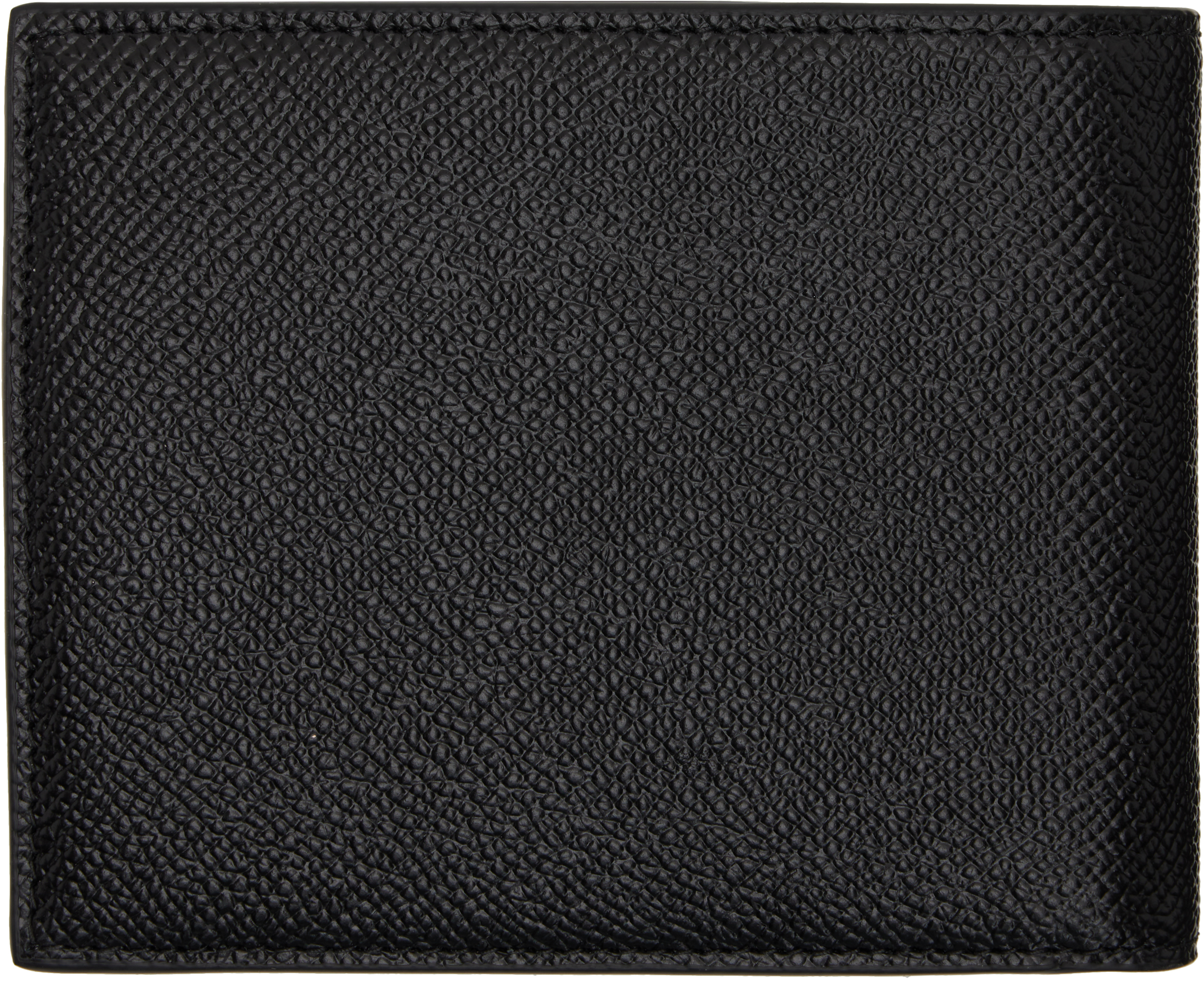 Dolce & Gabbana Black Textured Calf Leather Bi-fold Wallet In 80999 Nero