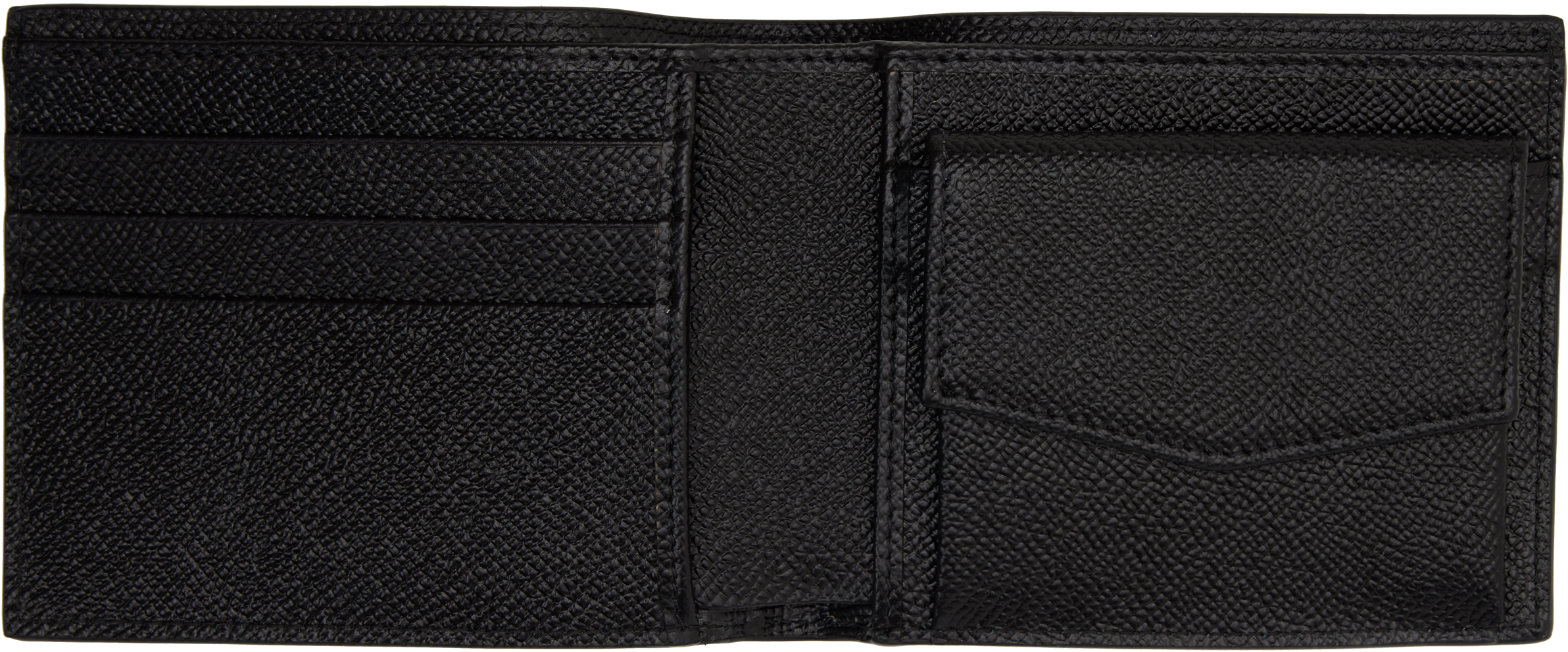 Dolce & Gabbana Black Textured Calf Leather Bi-fold Wallet In 80999 Nero