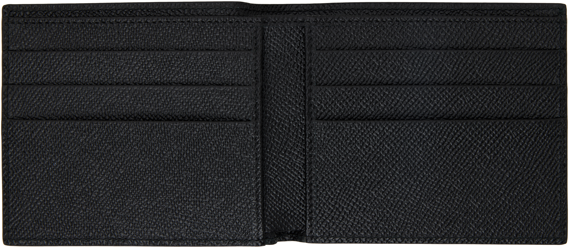 Dolce & Gabbana Black Textured Calf Leather Bi-fold Wallet In 80999 Nero