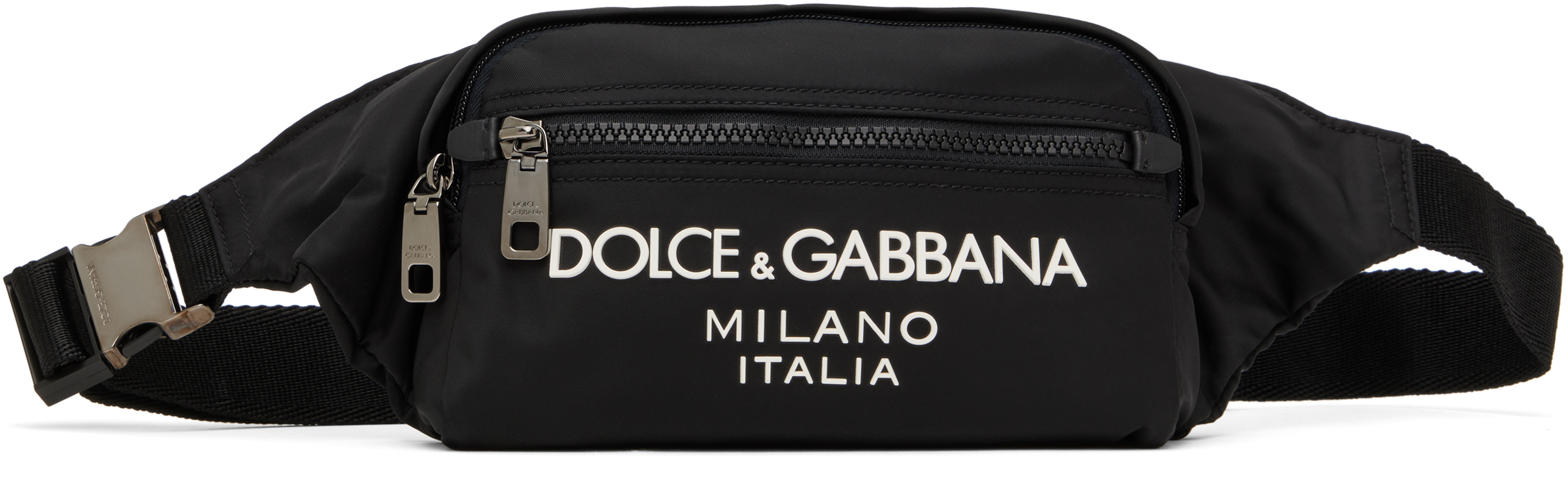 Dolce&Gabbana: ブラック スモール ナイロン ベルトバッグ