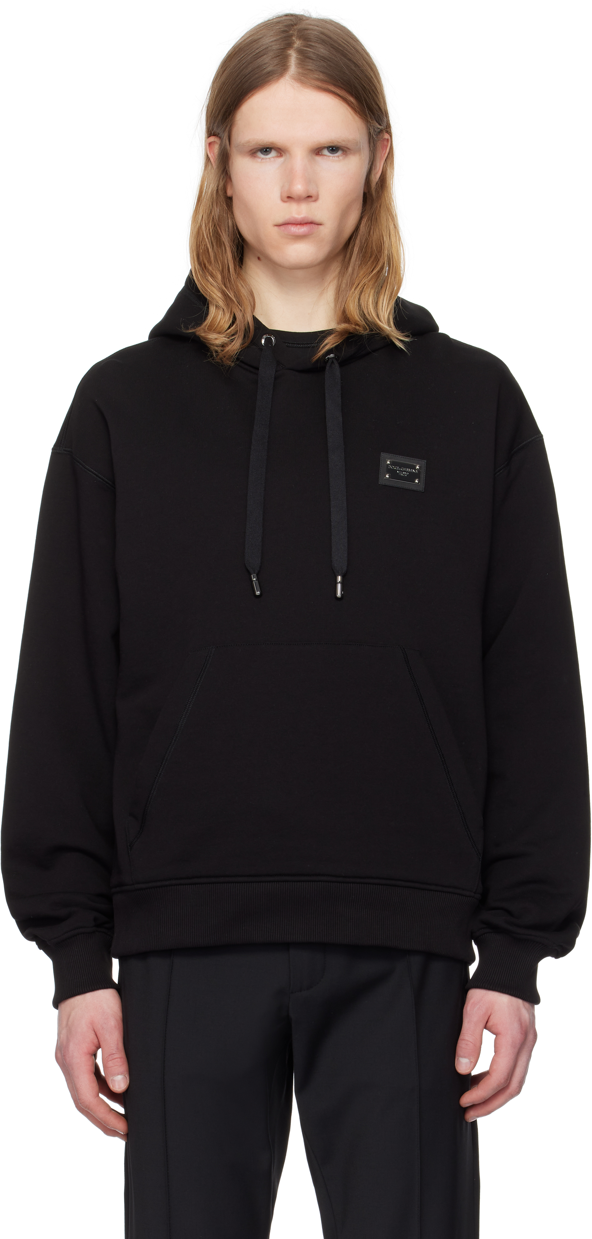 Black Jersey Branded Tag Hoodie