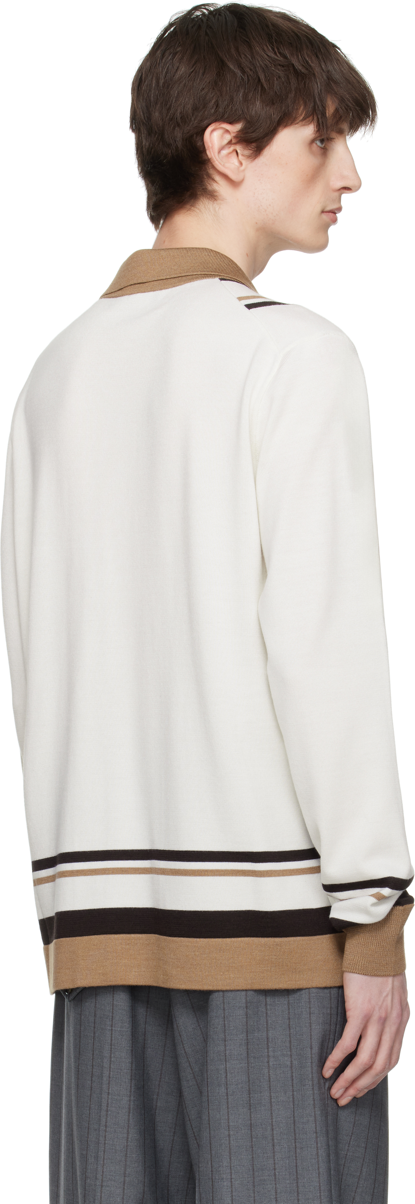 Dolce & Gabbana Logo Embroidery Cardigan Sweaters And Cardigans In Latte/marrone/beige