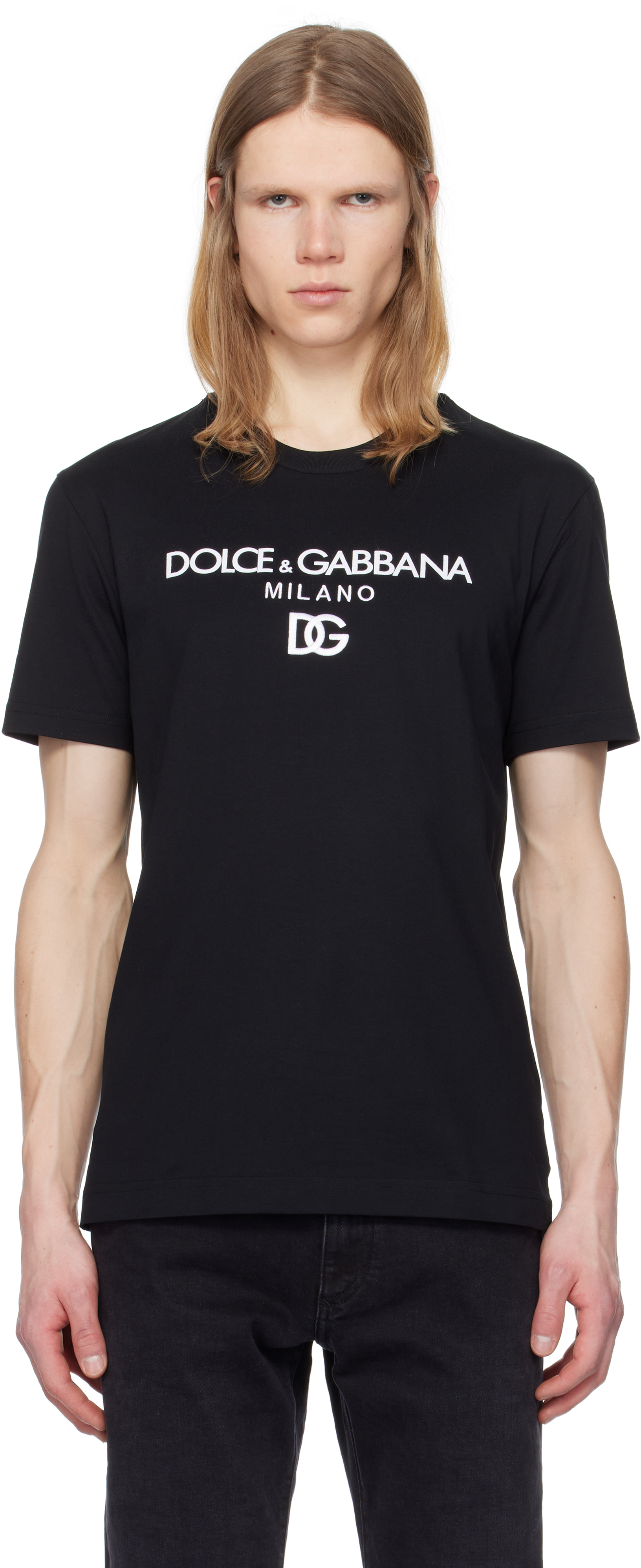 Dolce&Gabbanaのブラック 'DG' 刺繍 コットン Tシャツがセール中