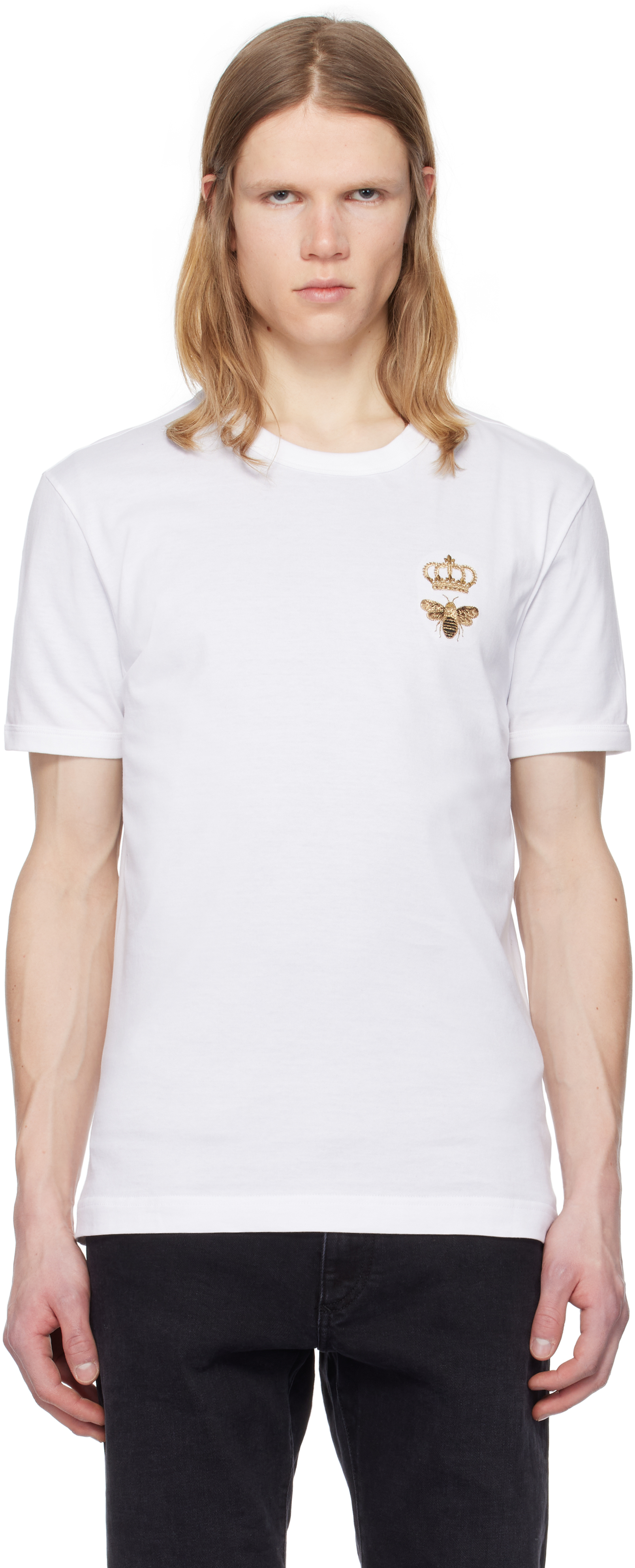 White Cotton Embroidery T-shirt