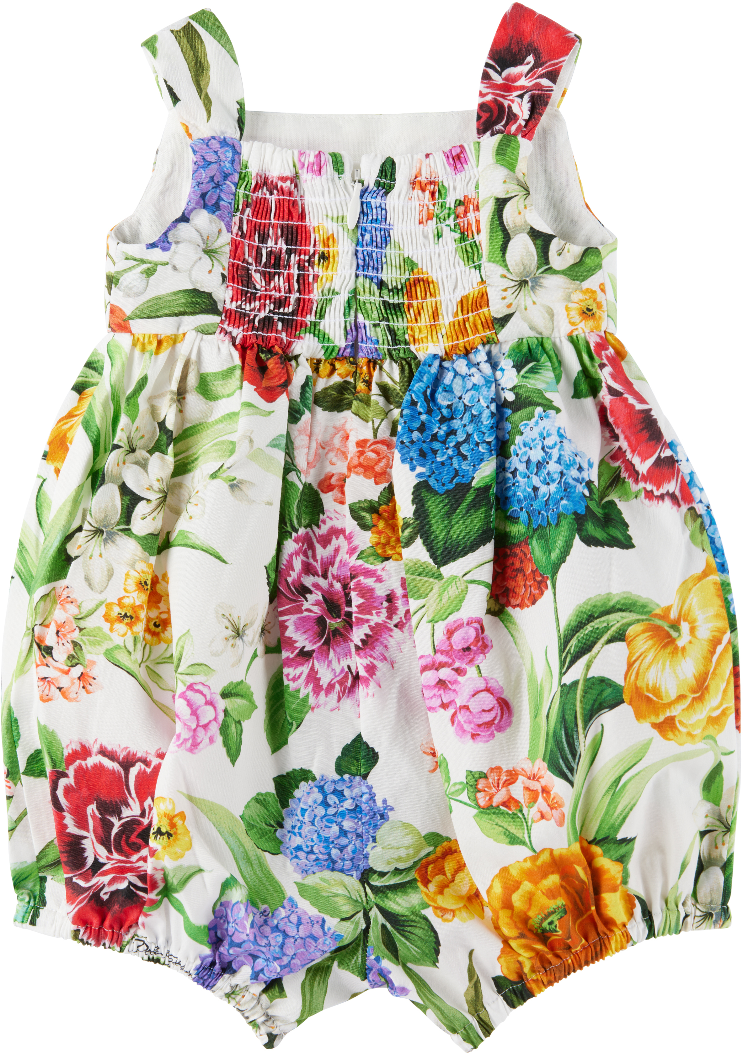 Dolce & Gabbana Baby Multicolor Floral-print Poplin Romper In Ha5ku Mix Fiori F.bc