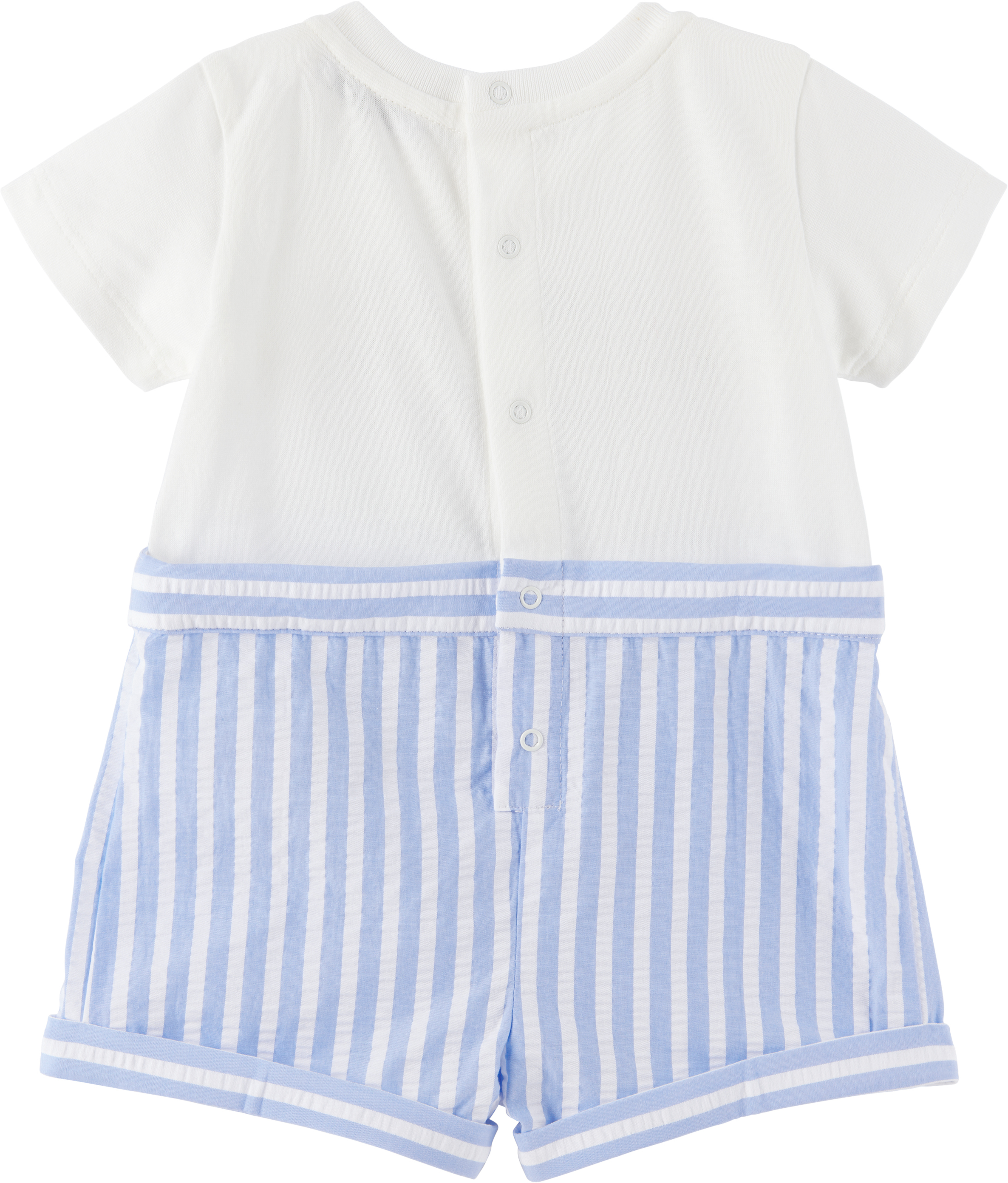 Dolce & Gabbana Striped Seersucker And Jersey Romper Suit In S9000 Variante Abbin