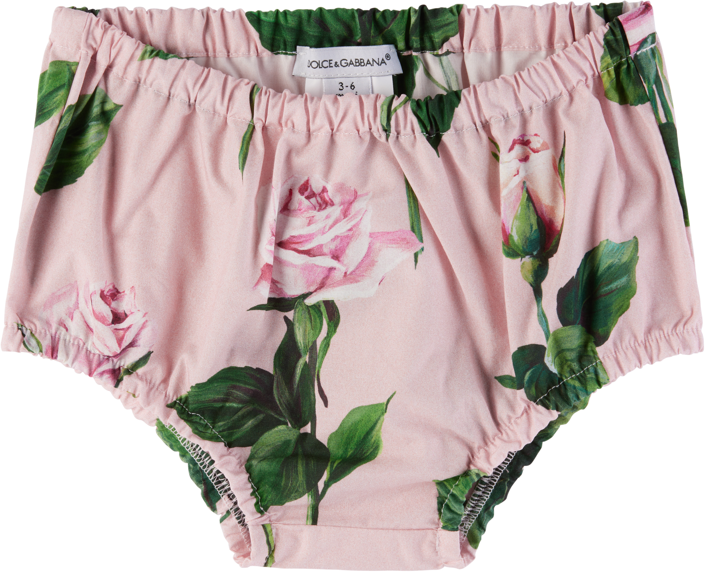 Dolce & Gabbana Baby Pink Rose-print Poplin Jersey Dress & Bloomers Set In S9000 Variante Abbin