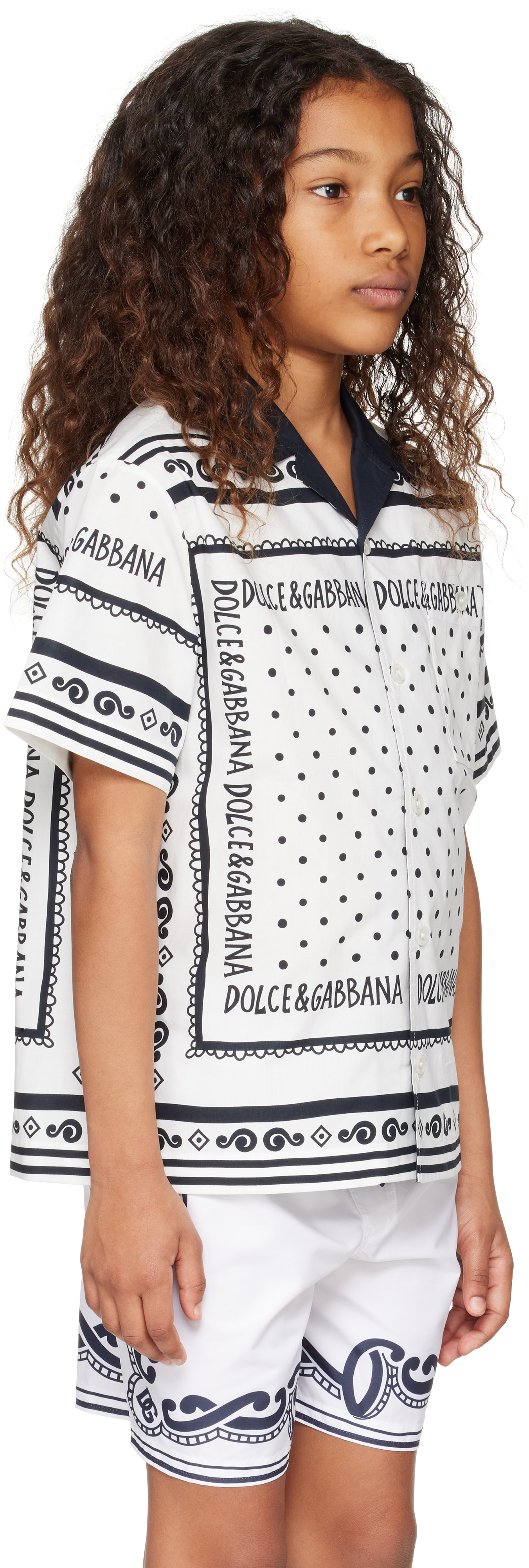 Dolce & Gabbana Kids White Bandanna Print Poplin Shirt In Ha9qb Bandana Blu F.