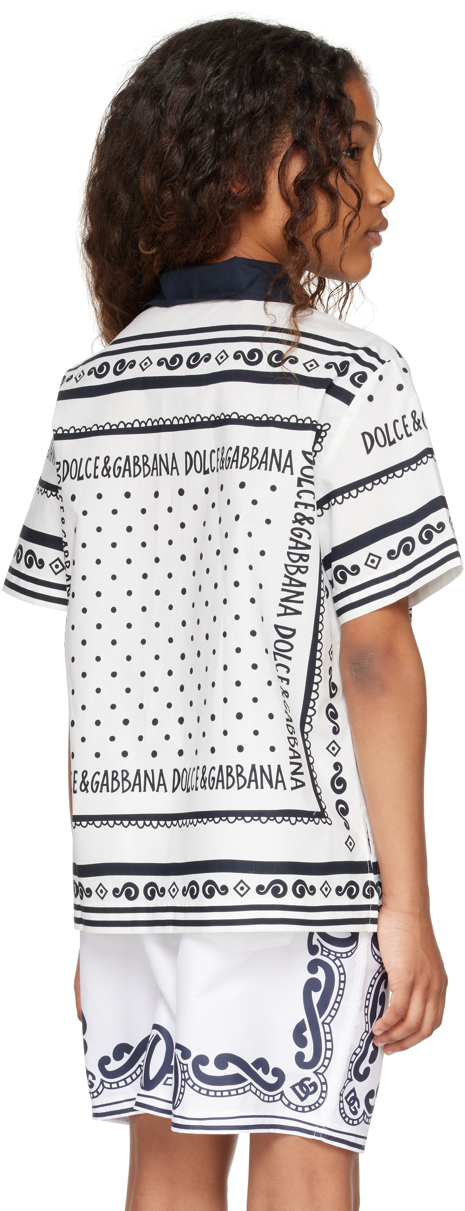 Dolce & Gabbana Kids White Bandanna Print Poplin Shirt In Ha9qb Bandana Blu F.