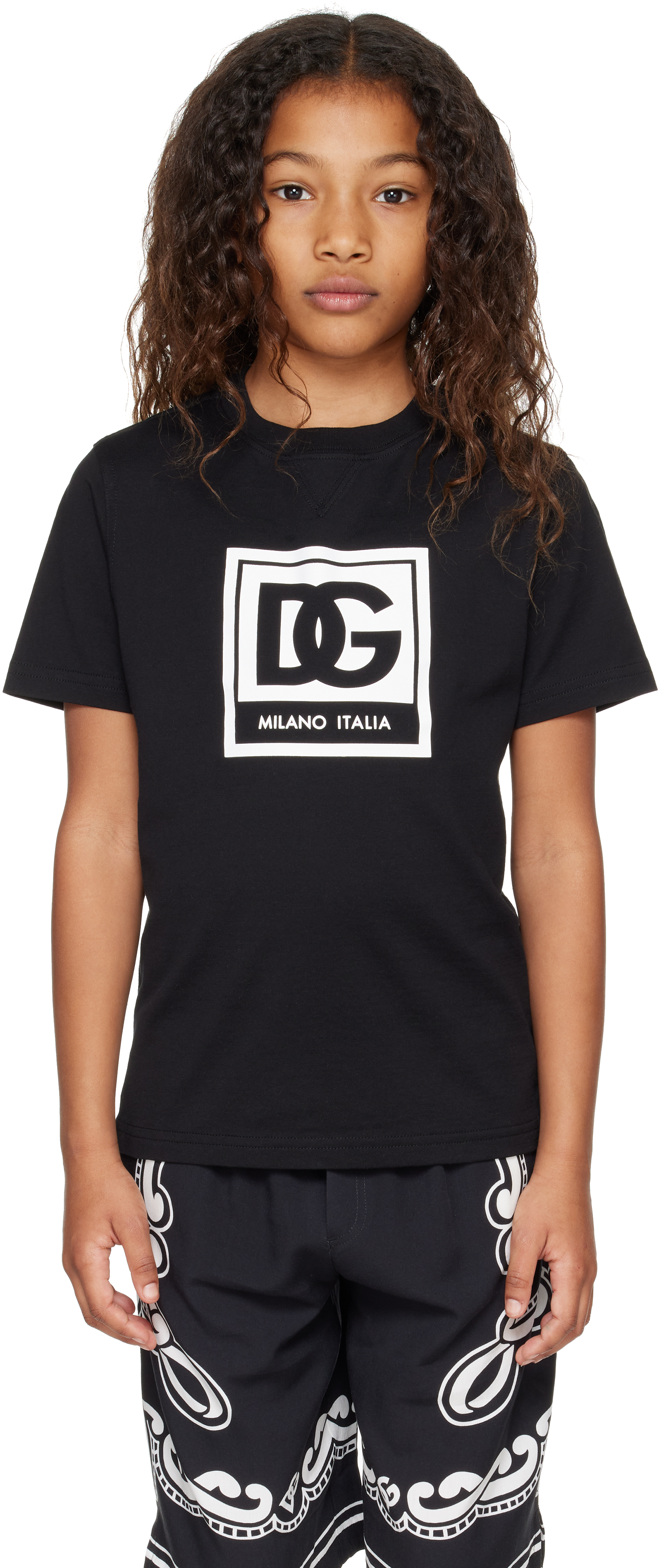Dolce & Gabbana Kids Black Jersey Dg Logo T-shirt In N0000 Nero