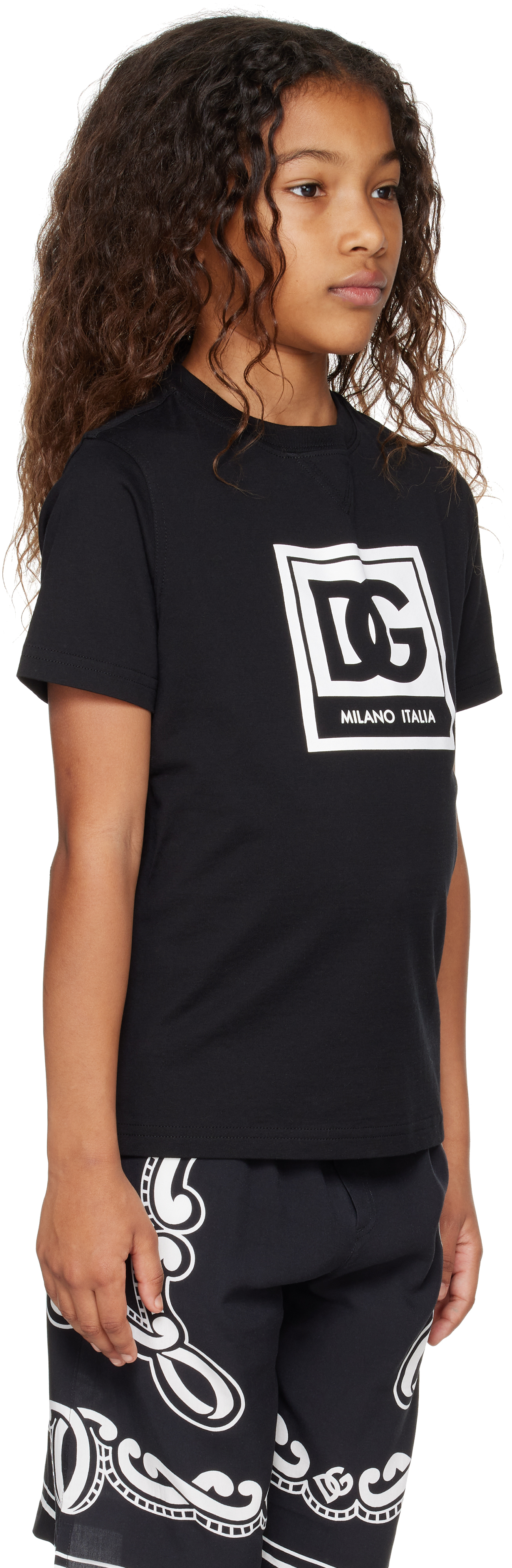 Dolce & Gabbana Kids Black Jersey Dg Logo T-shirt In N0000 Nero