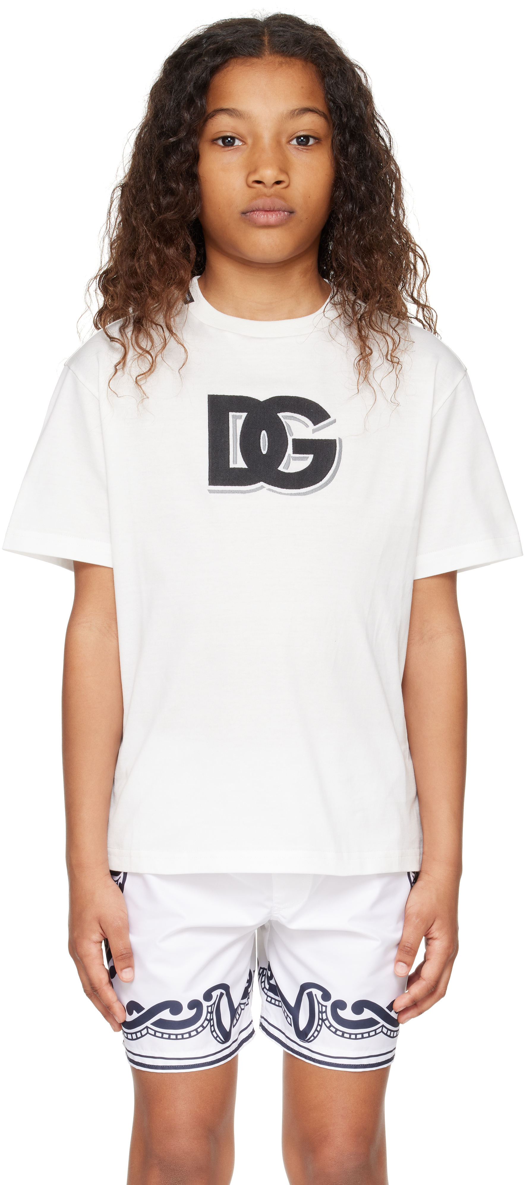 Dolce & Gabbana Kids White Dg Logo Jersey T-shirt In W0111 Bianco