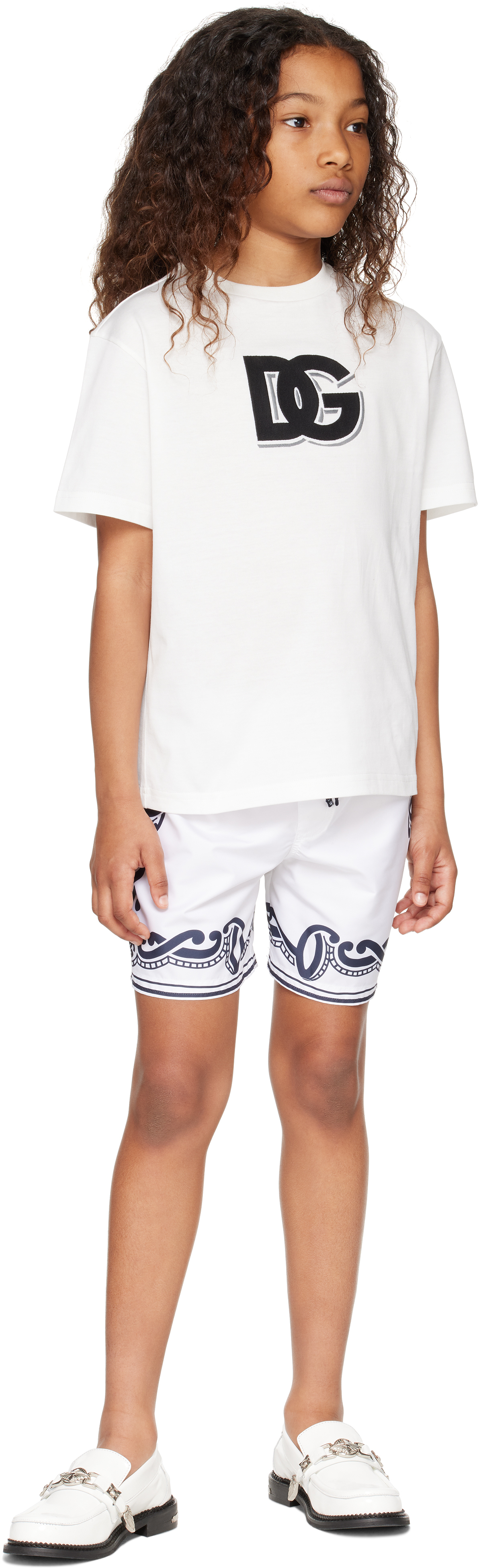 Dolce & Gabbana Kids White Dg Logo Jersey T-shirt In W0111 Bianco