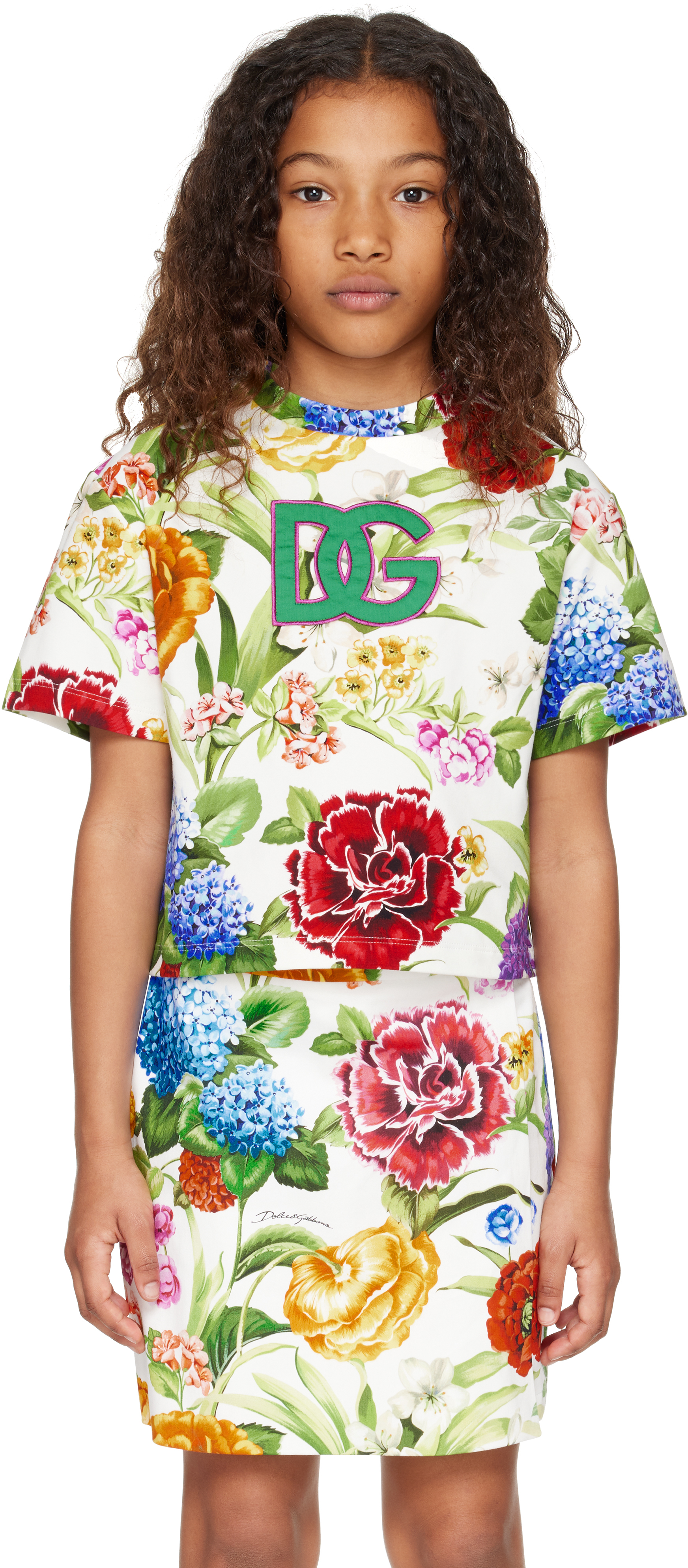 Dolce & Gabbana Kids Multicolor Floral Print Jersey T-shirt In Ha5ku Mix Fiori F.bc