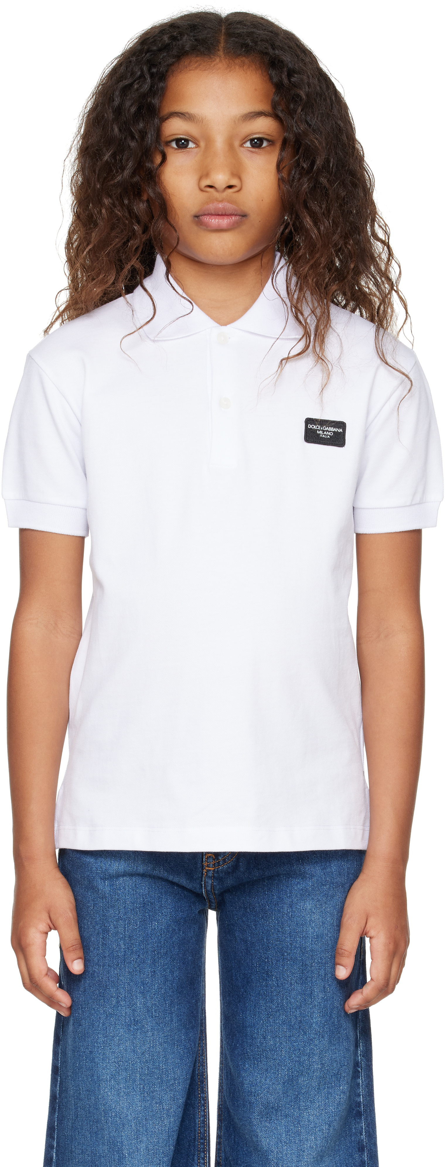 Kids White Piqué Logo Tag Polo