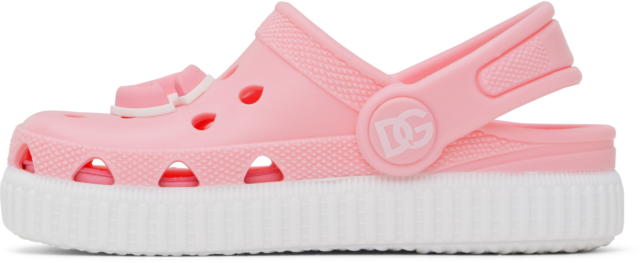 Dolce & Gabbana Kids Pink Dg Logo Rubber Slip-on Clogs In 80400 Rosa