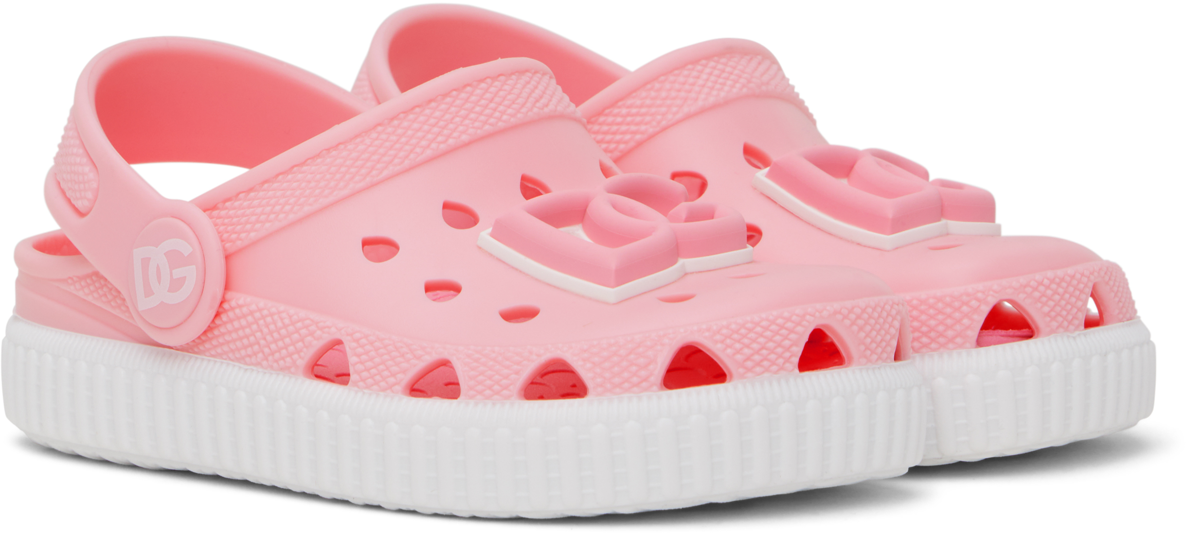 Dolce & Gabbana Kids Pink Dg Logo Rubber Slip-on Clogs In 80400 Rosa