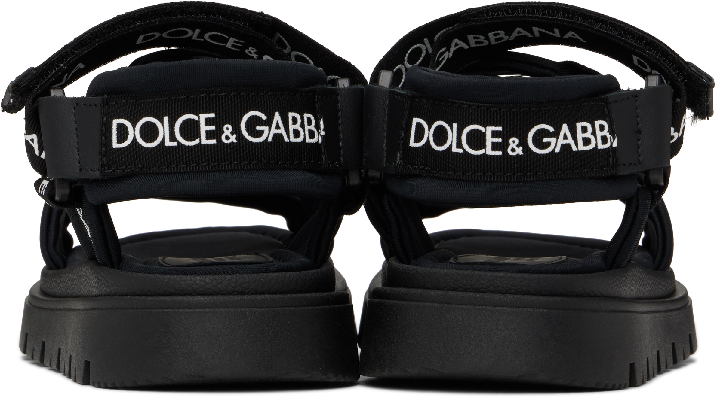 Dolce & Gabbana Logo Lycra Strap Sandals In 89690 Nero/bianco
