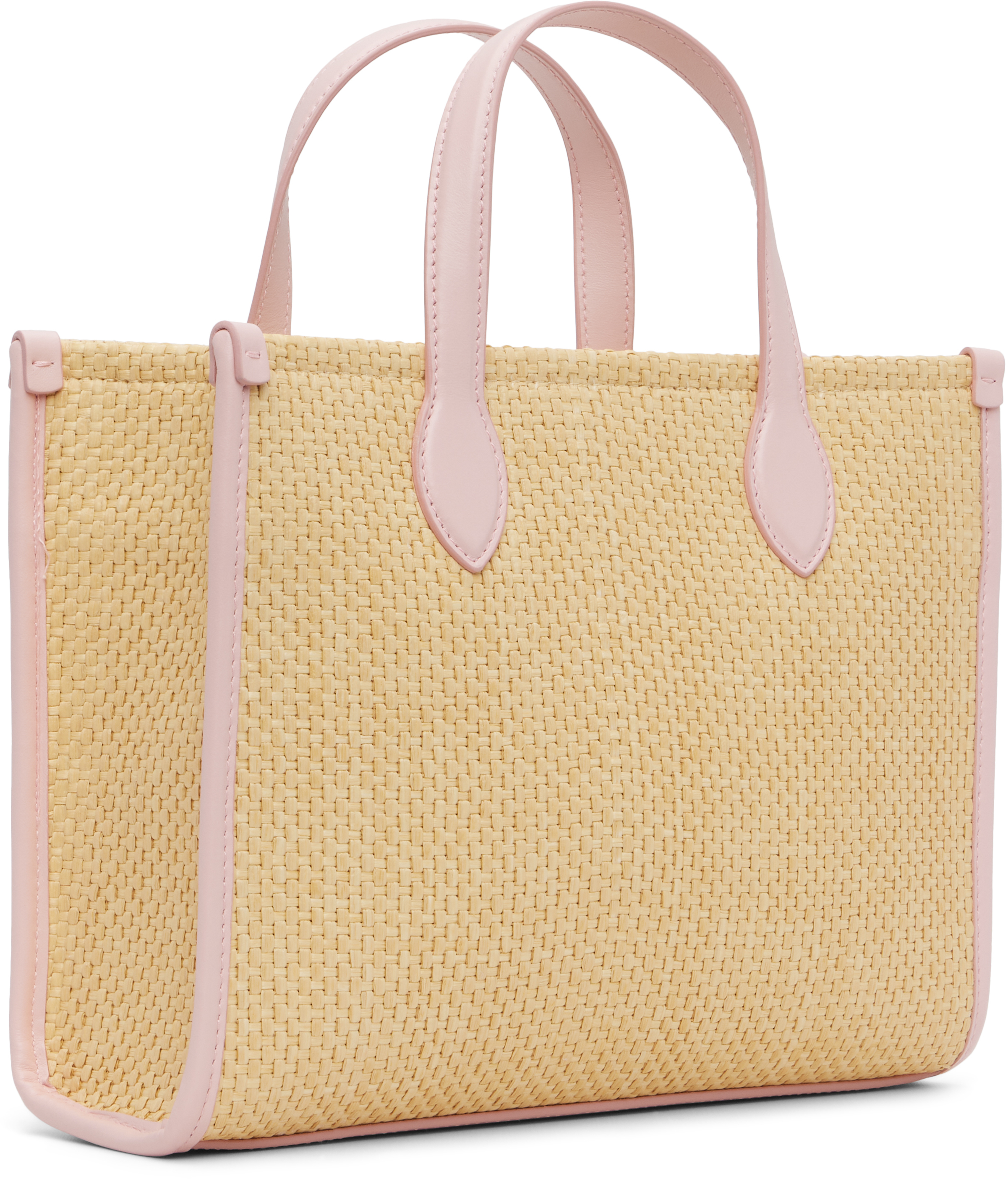 Dolce & Gabbana Kids Beige & Pink Straw Logo Tote