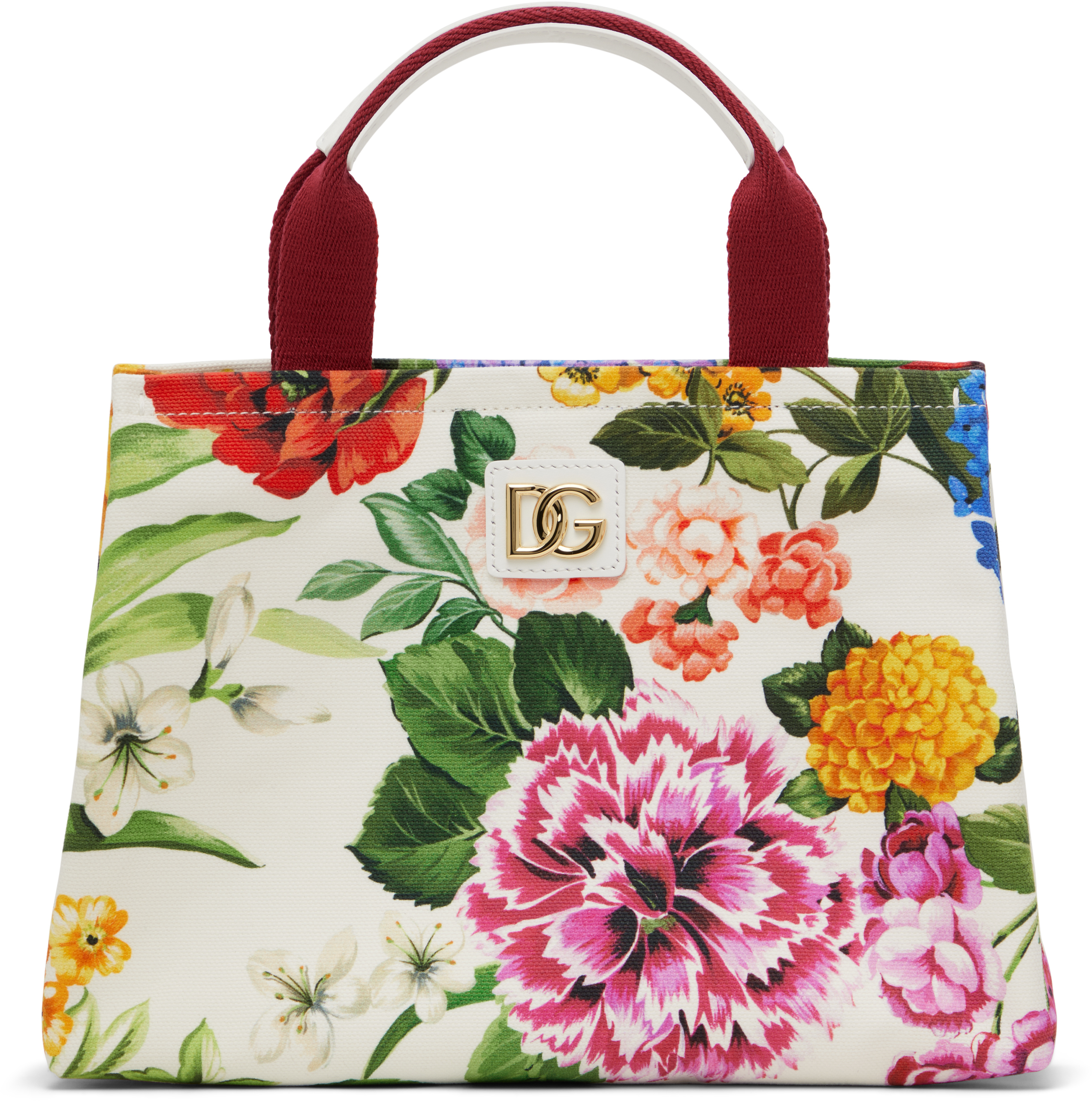 【Dolce&Gabbana】フローラルプリント キャンバス トートバッグ Dolce&Gabbana キッズ|ホワイト フローラル プリント