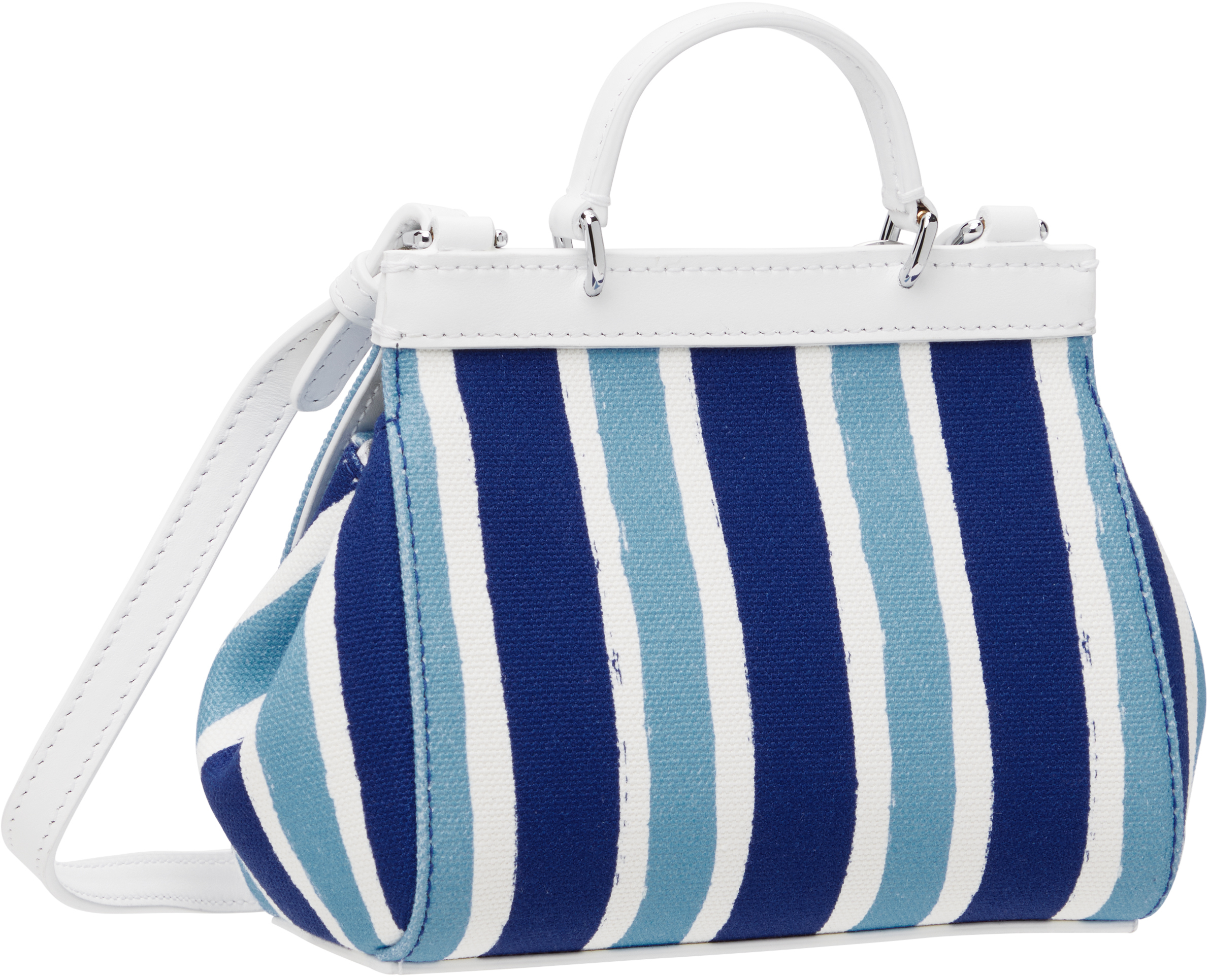 Dolce & Gabbana Kids Blue Striped Print Canvas Sicily Crossbody Bag In Hc5kw Righe Fdo Cele