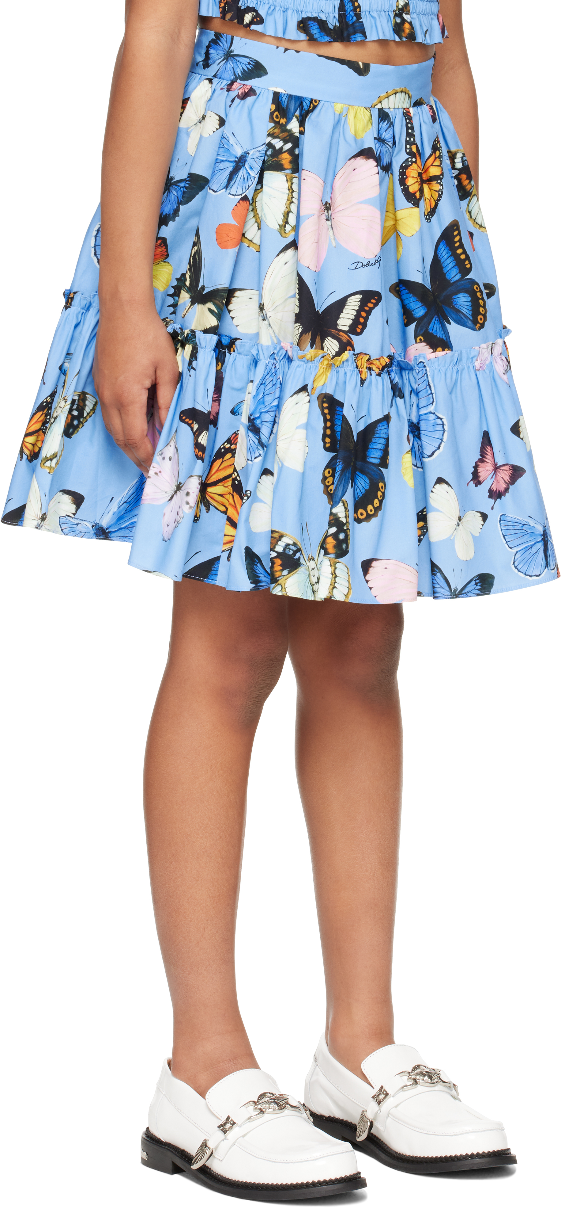 Dolce & Gabbana Kids Blue Butterfly-print Poplin Skirt In Hc5kb Farfalle Fdo A