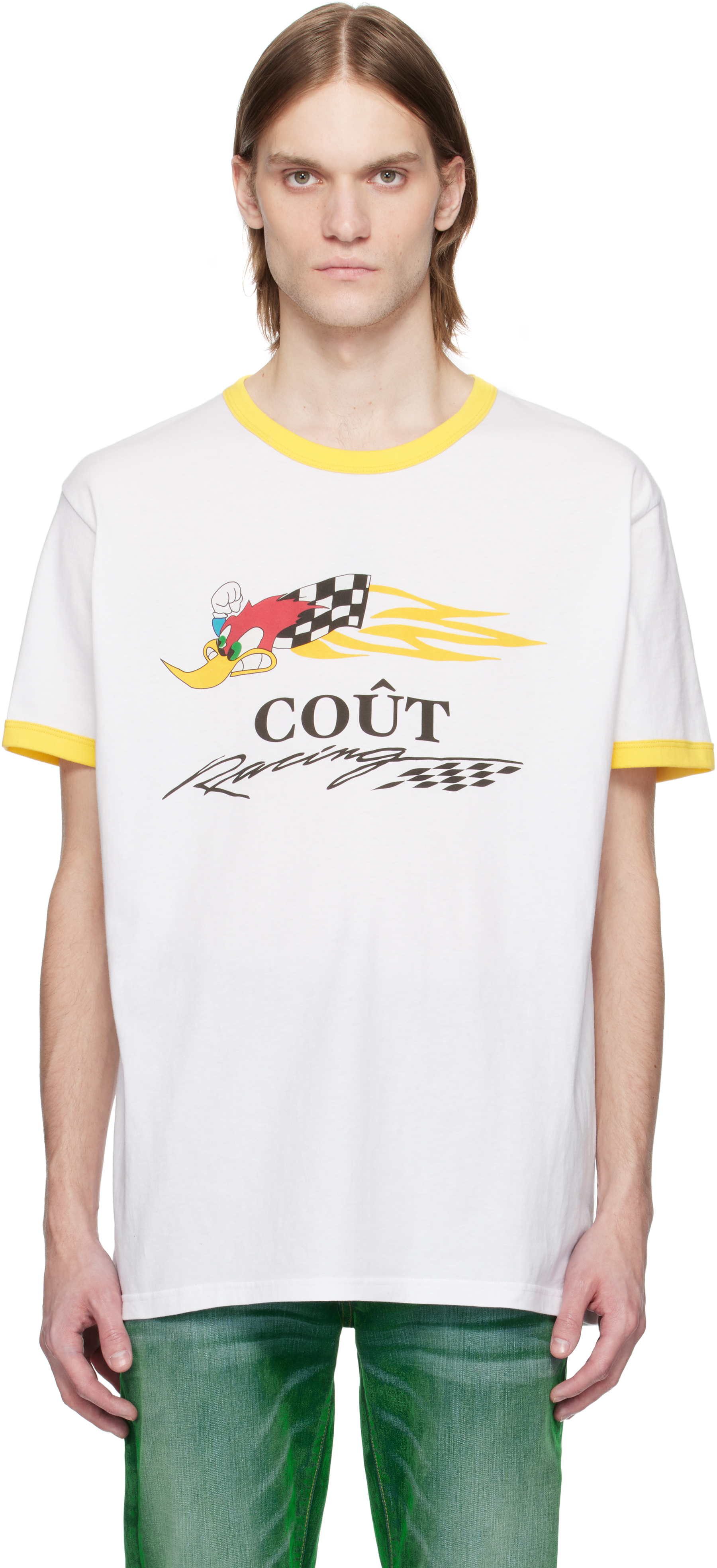 【関税込み】COUT DE LA LIBERTE ホワイト Freddie Tシャツ メンズ Cout de la Liberte ホワイト Freddie Daisy Tシャツ