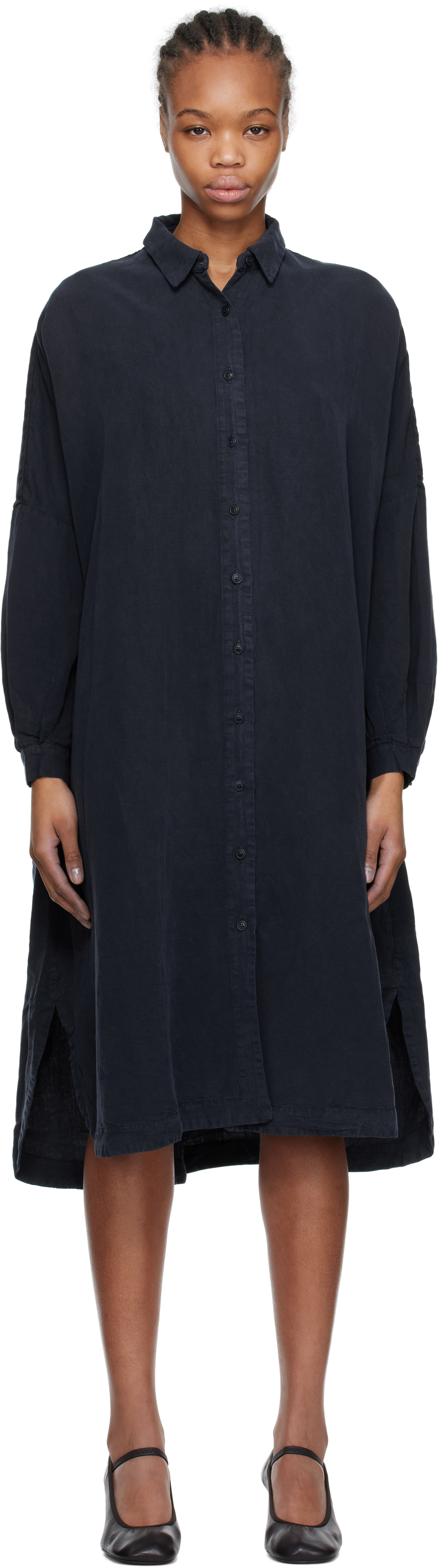 Navy Yuki Lounge Shirt Midi Dress